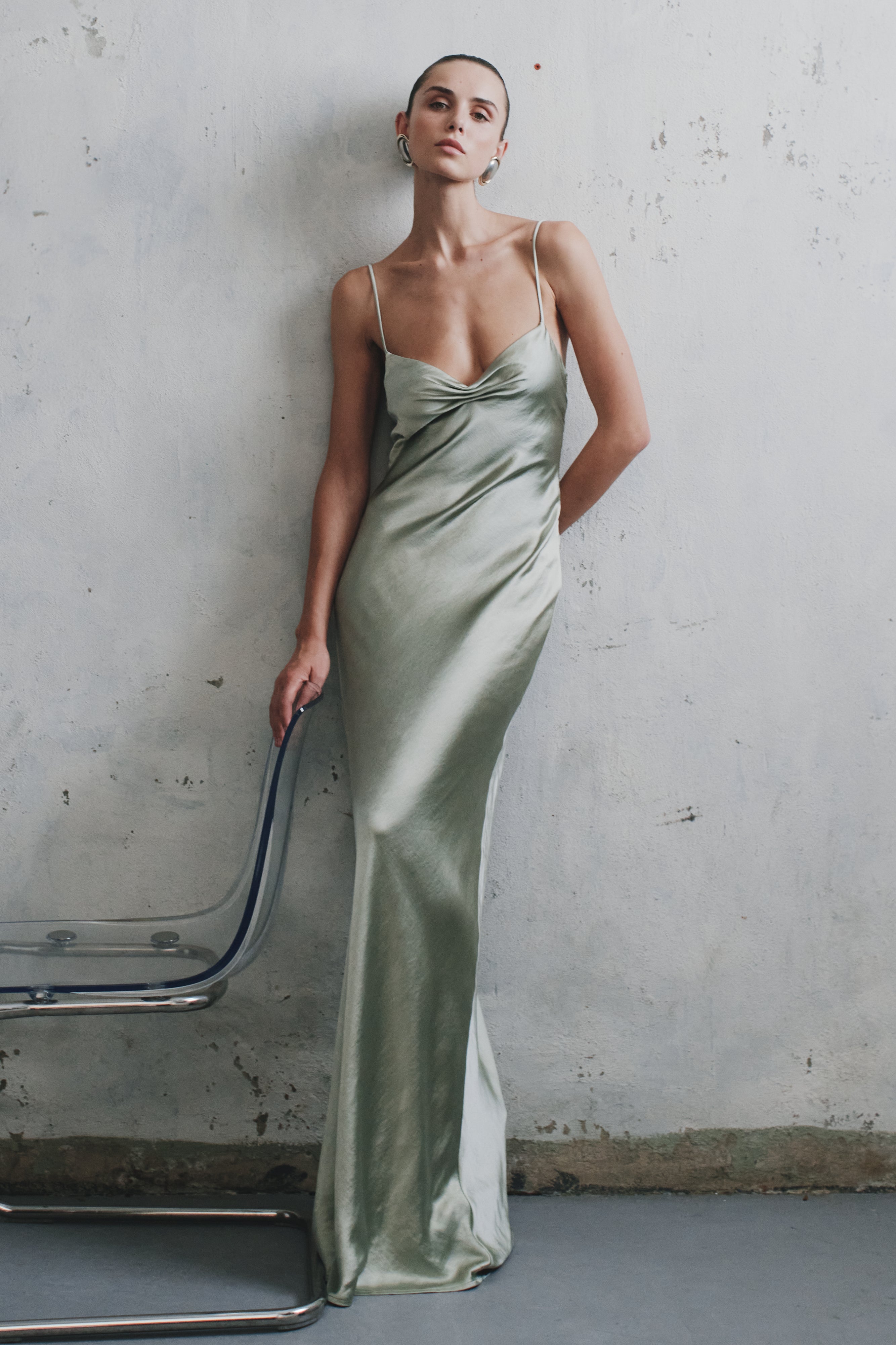 Lilly Sweetheart Satin Maxi Dress - Sage、mySite、solidvoid