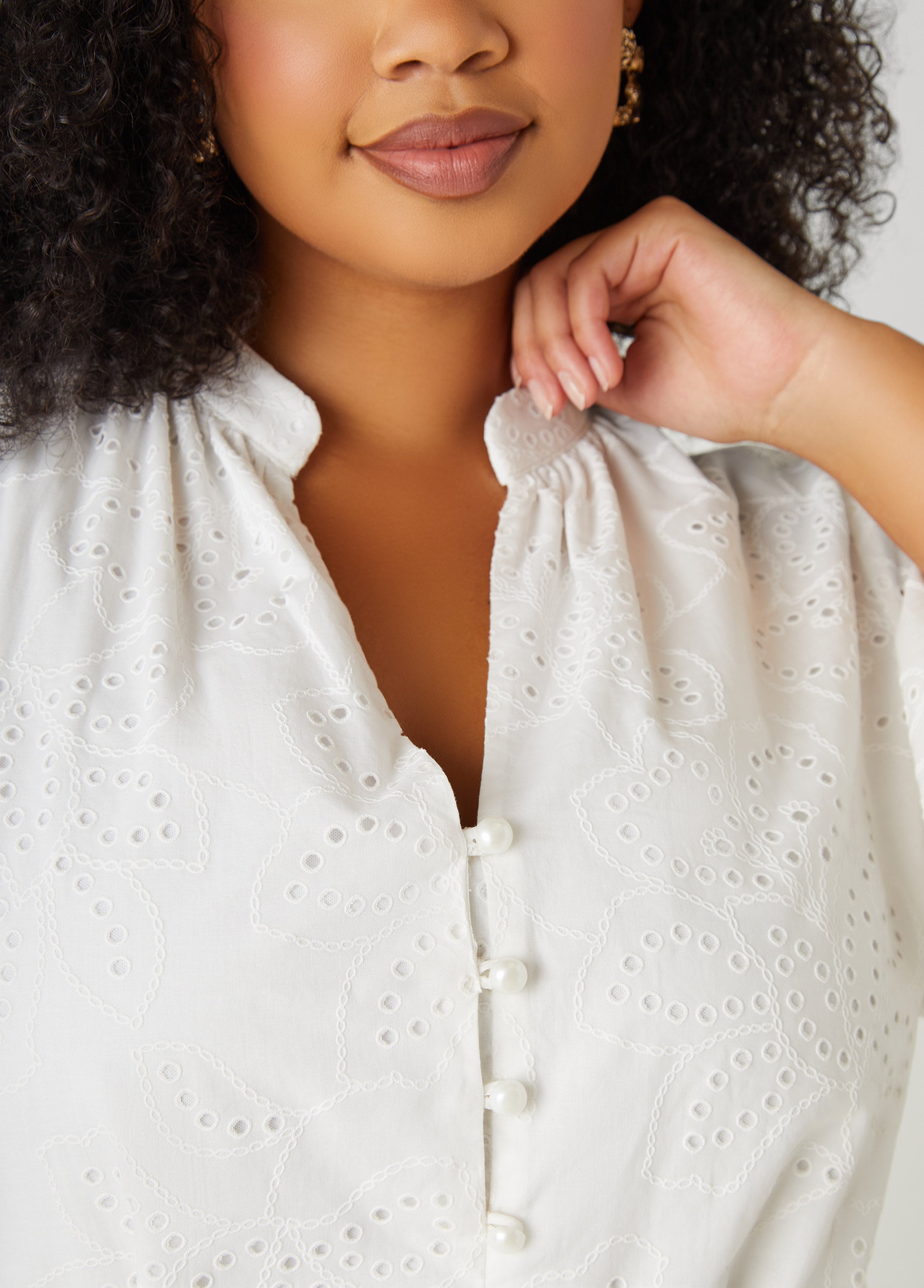 Eyelet Cotton Puff Sleeved Dress、mySite、bengalsvssteelers