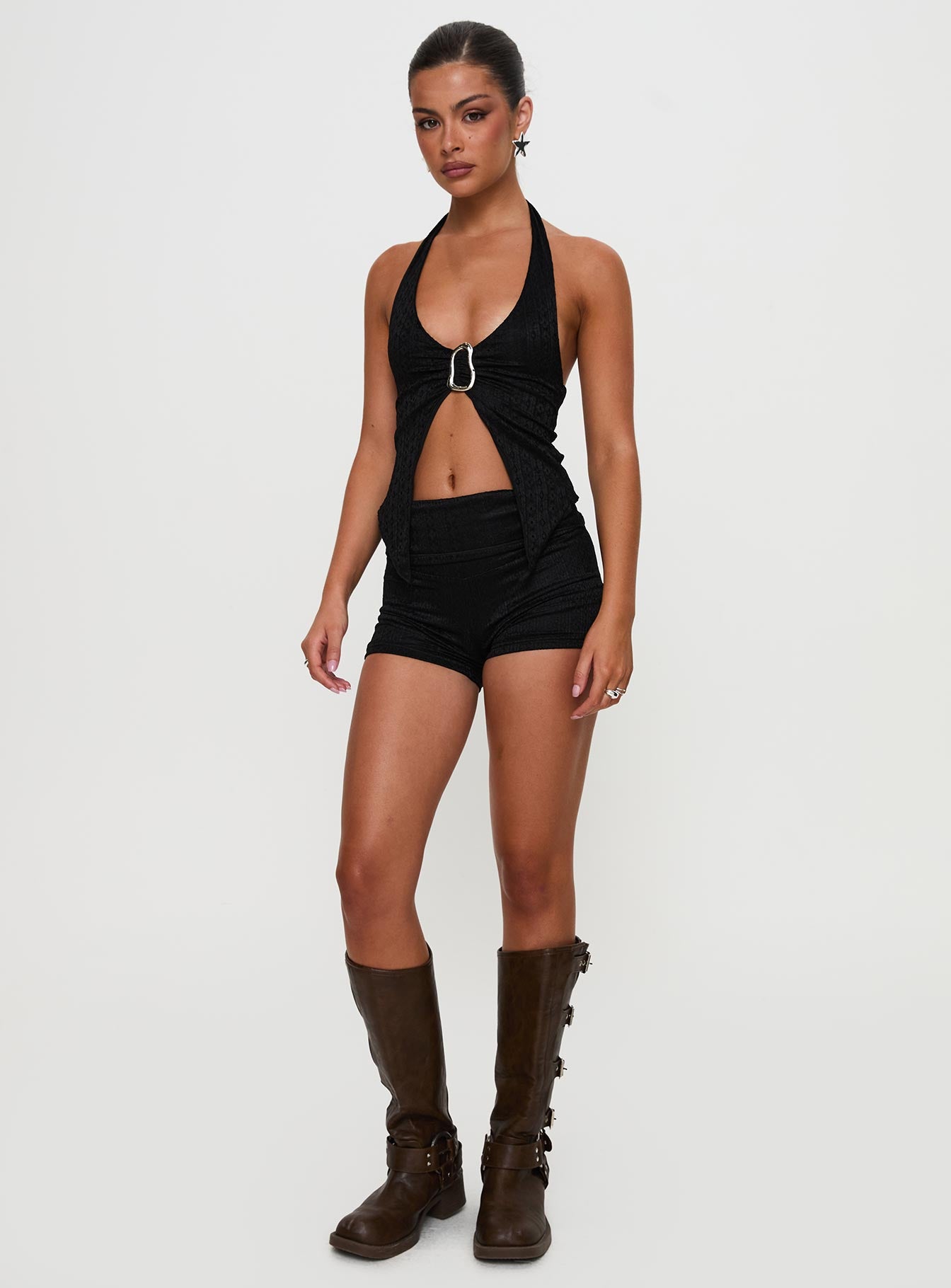 Moderna Halter Lace Top Black、mySite、solidvoid