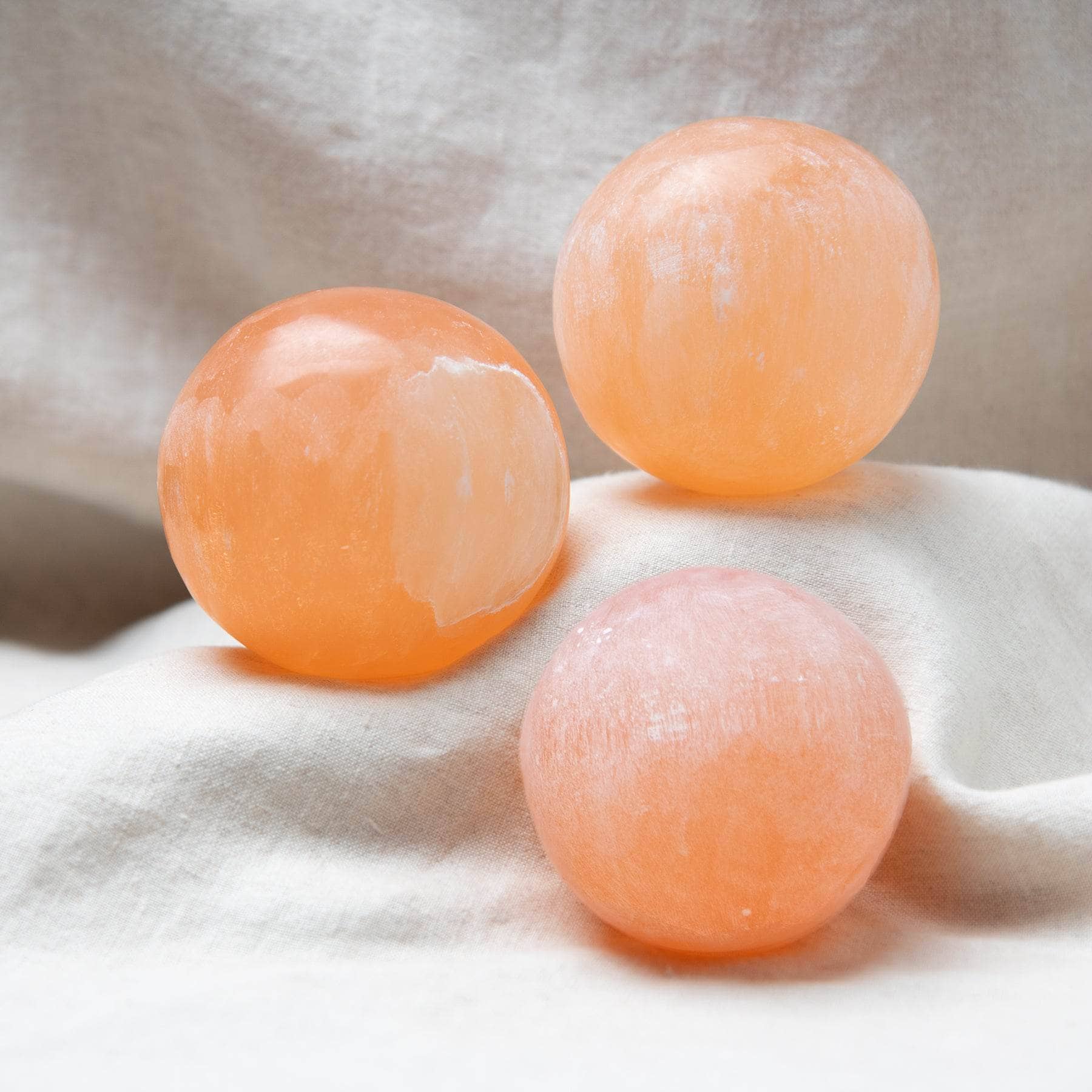Peach Selenite Sphere with Tripod、mySite、hinf8tx79