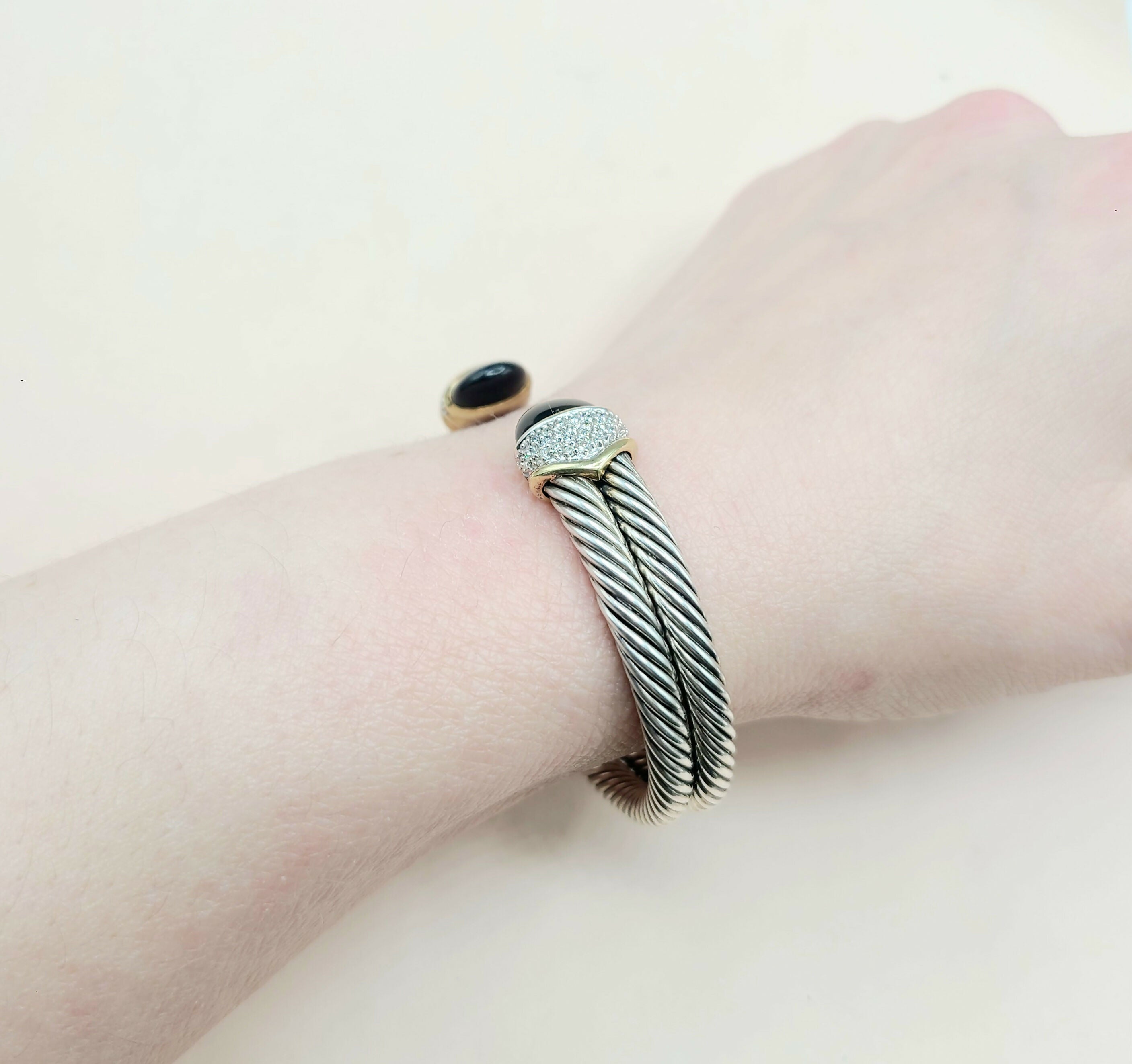 David Yurman Capri Double Cable Bracelet Gold & Diamonds、mySite、hinf8tx79