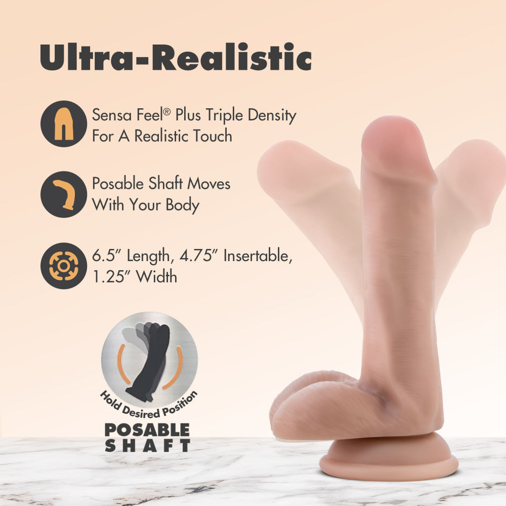 Dr. Skin Plus By Blush® | Realistic Vanilla 6.5-Inch Long Soft Yet Erect & Posable Dildo With Balls & Suction Cup Base、mySite、bottomscart