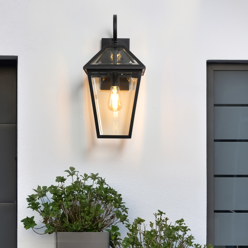 10" 2pcs Outdoor Wall Lanterns, Black Finish Weatherproof Wall Sconce with Clear Glass Panels, Vintage Exterior Light Fixtures for Porch, Patio, Garage, and Entryway (Bulb Not Included)、、eastwooduniform
