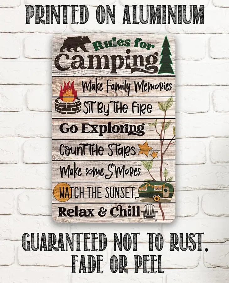 Rules for Camping Inspirational Metal Sign、mySite、g9winljtr