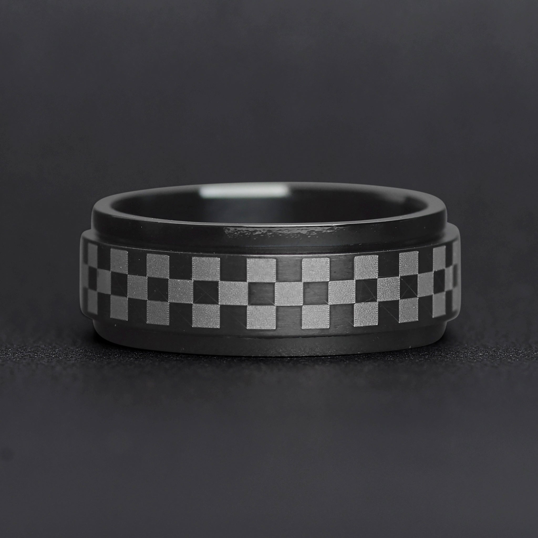 Stainless Steel Black Checker Spinner Ring / STC010、mySite、dreamappss
