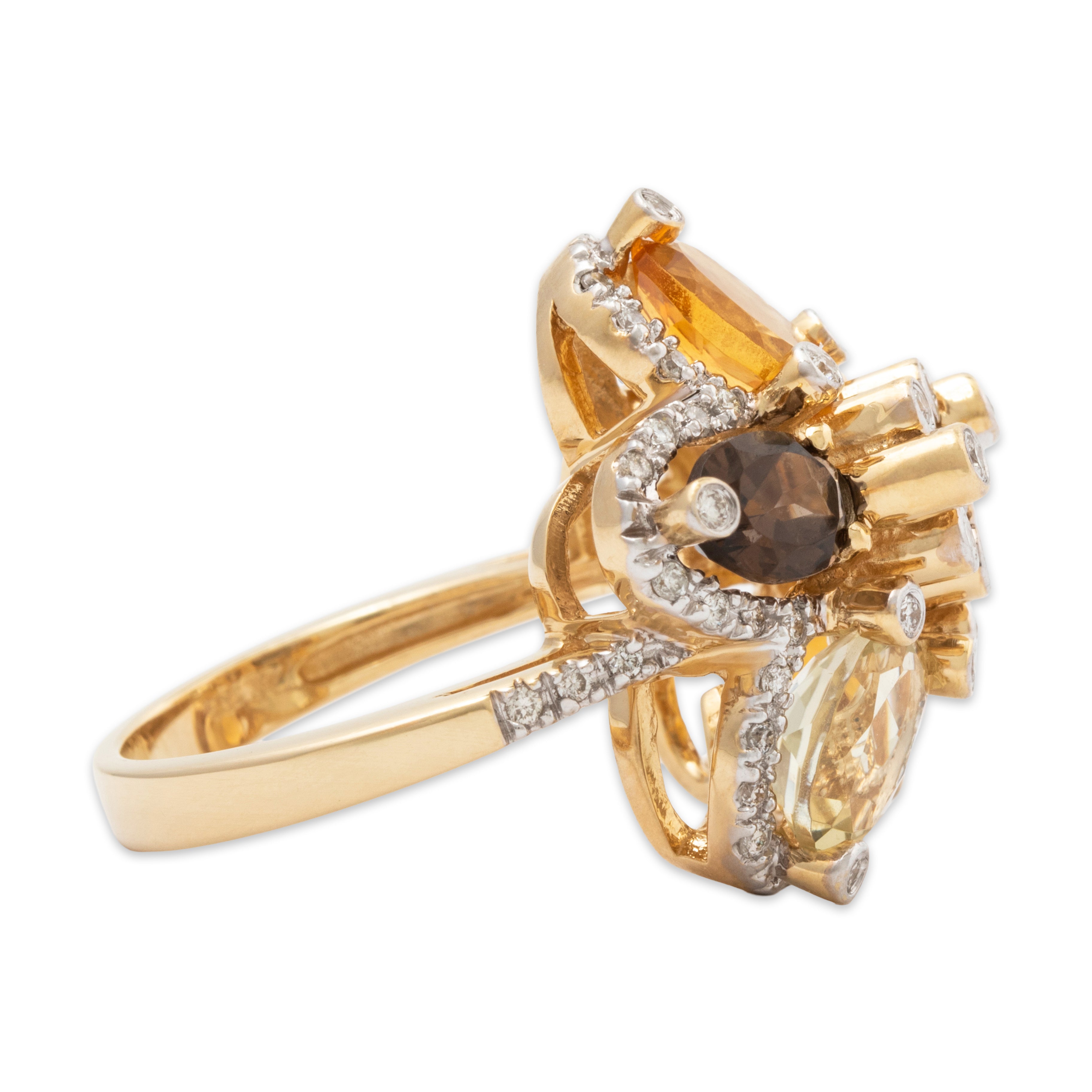 Vintage Large 14k Yellow Gold 2.85cttw Citrine 1.94cttw Prasiolite Opulent Ring、mySite、hinf8tx79