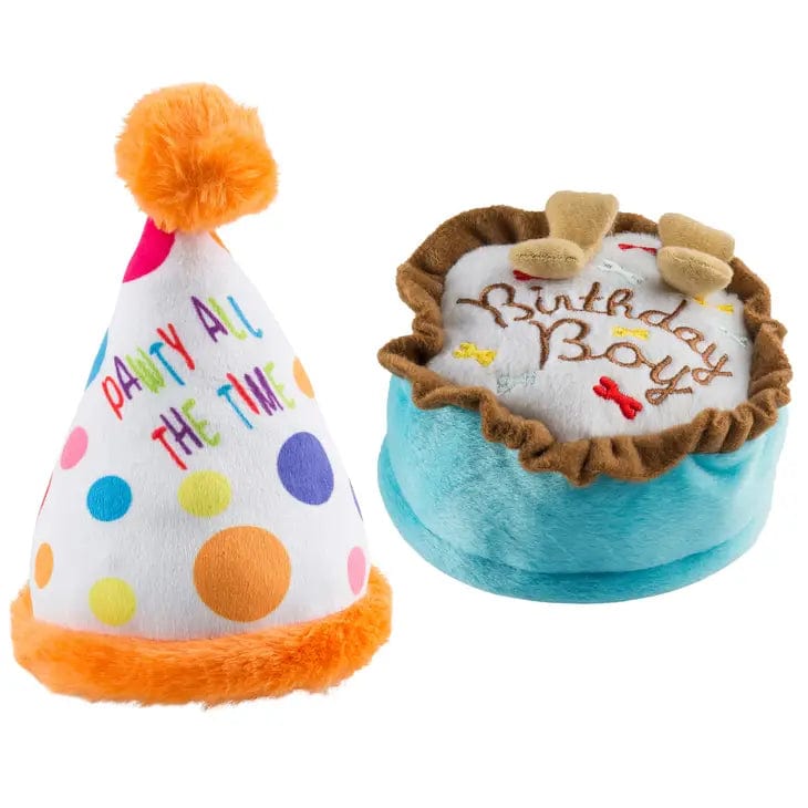 Doggy Birthday Girl or Boy Party Bundle Plush Toys Party Hat & Cake、mySite、g9winljtr