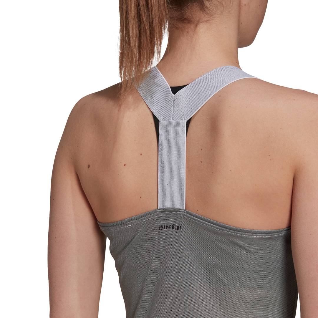 adidas Women's AeroReady Primeblue Y-Tank Top (Grey)