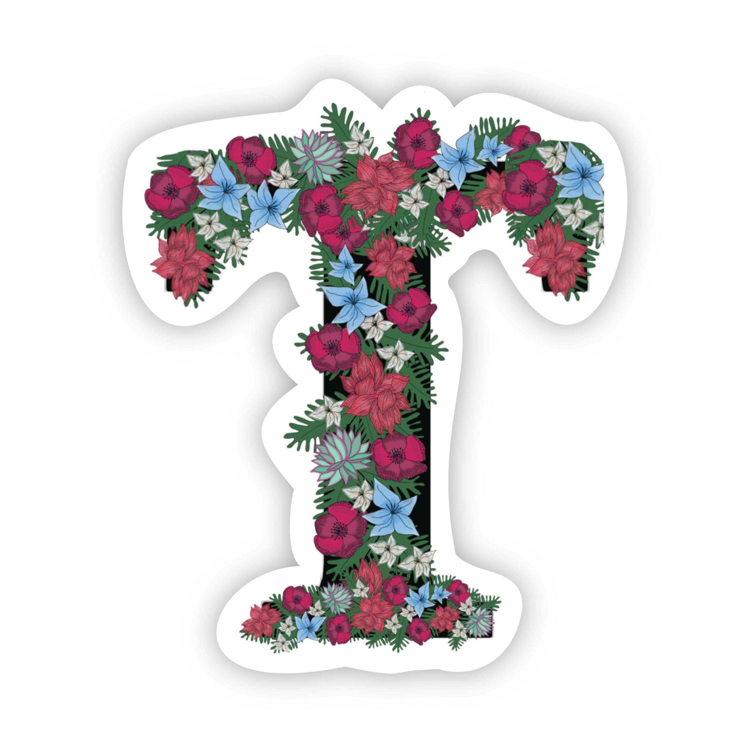  Floral T Letter Sticker、mySite、elrpsem3k
