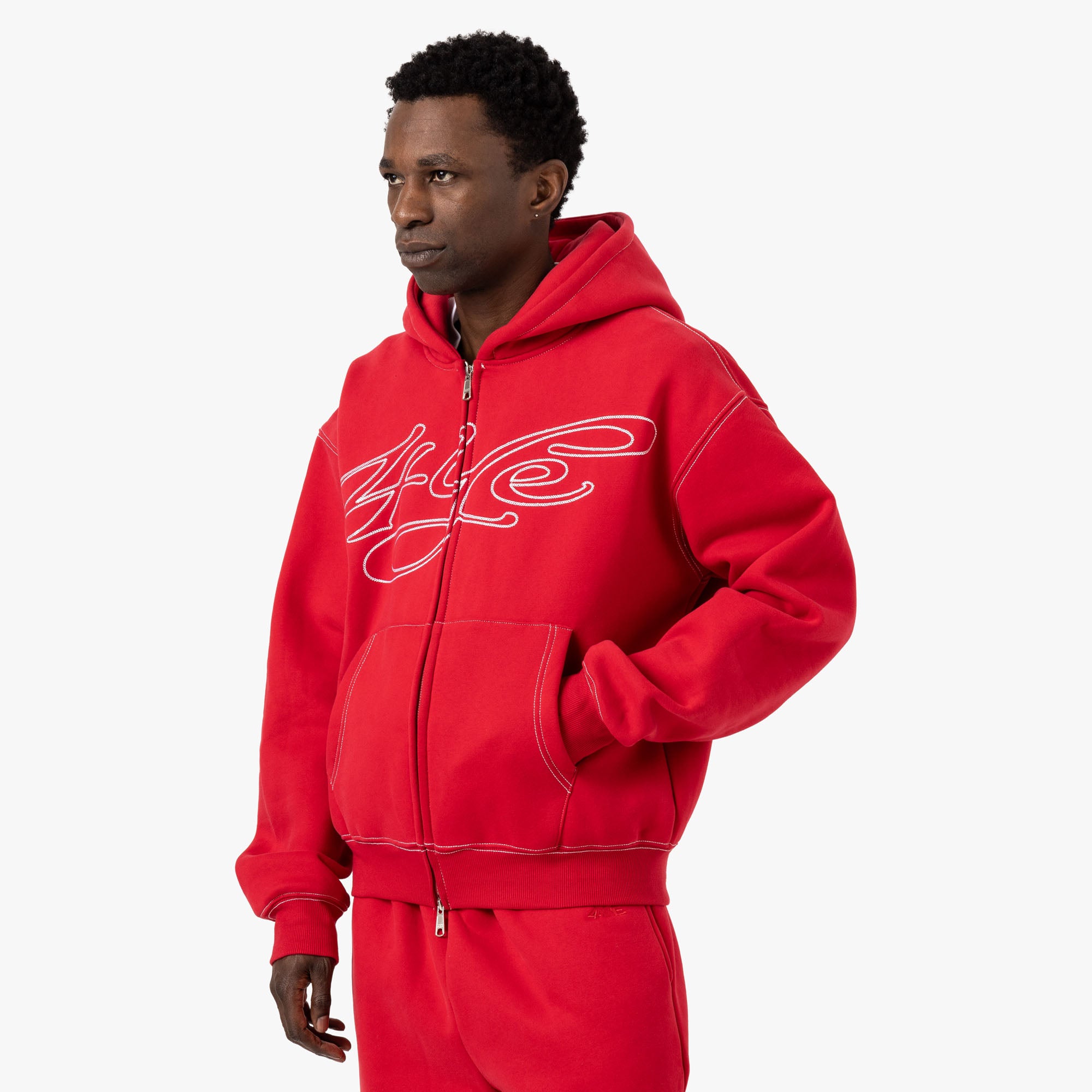  4YE Signature Zip Hoodie / Red / White、mySite、merchandisen