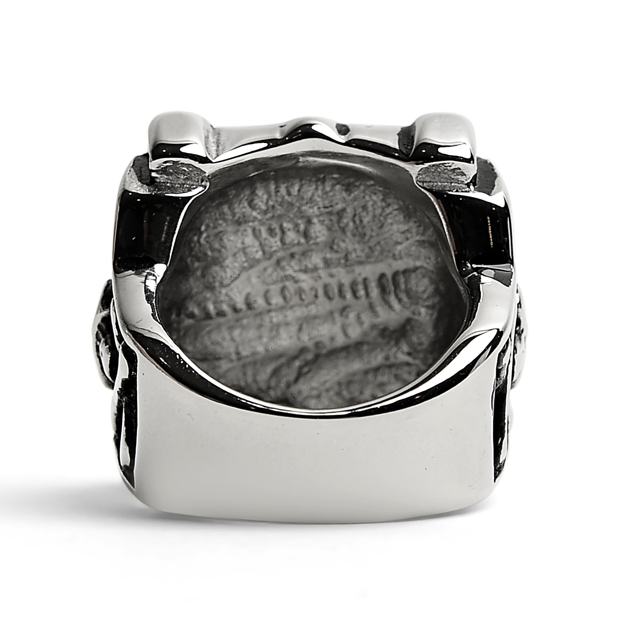 Stainless Steel Polished Studded Skull Signet Ring / SCR3035、mySite、dreamappss