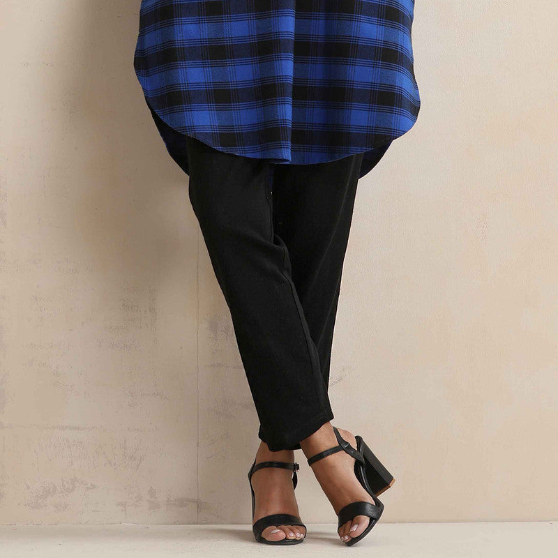 Cotton Short Kurta For Women | Checkered Print | Blue、mySite、camillekostekn