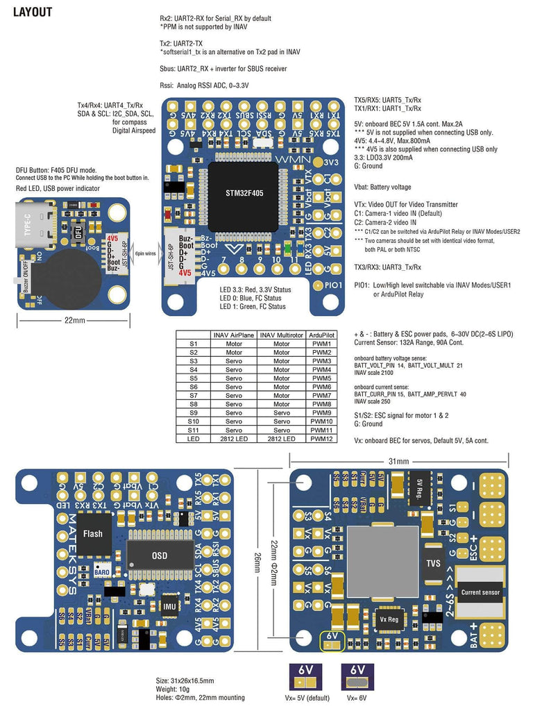 Matek F405-WMN Flight Controller