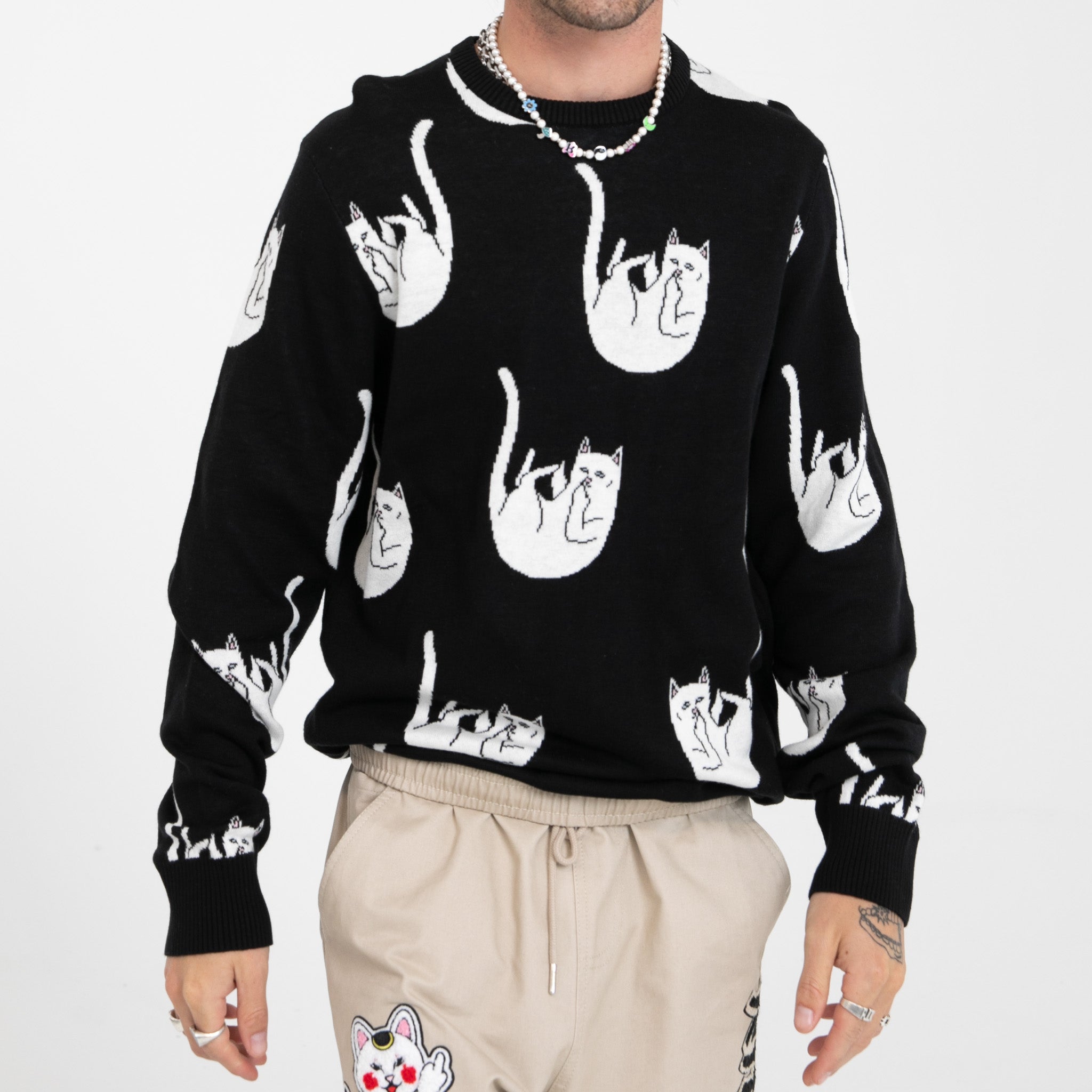  Falling Nerm Knit Sweater (Black)、mySite、merchandisen