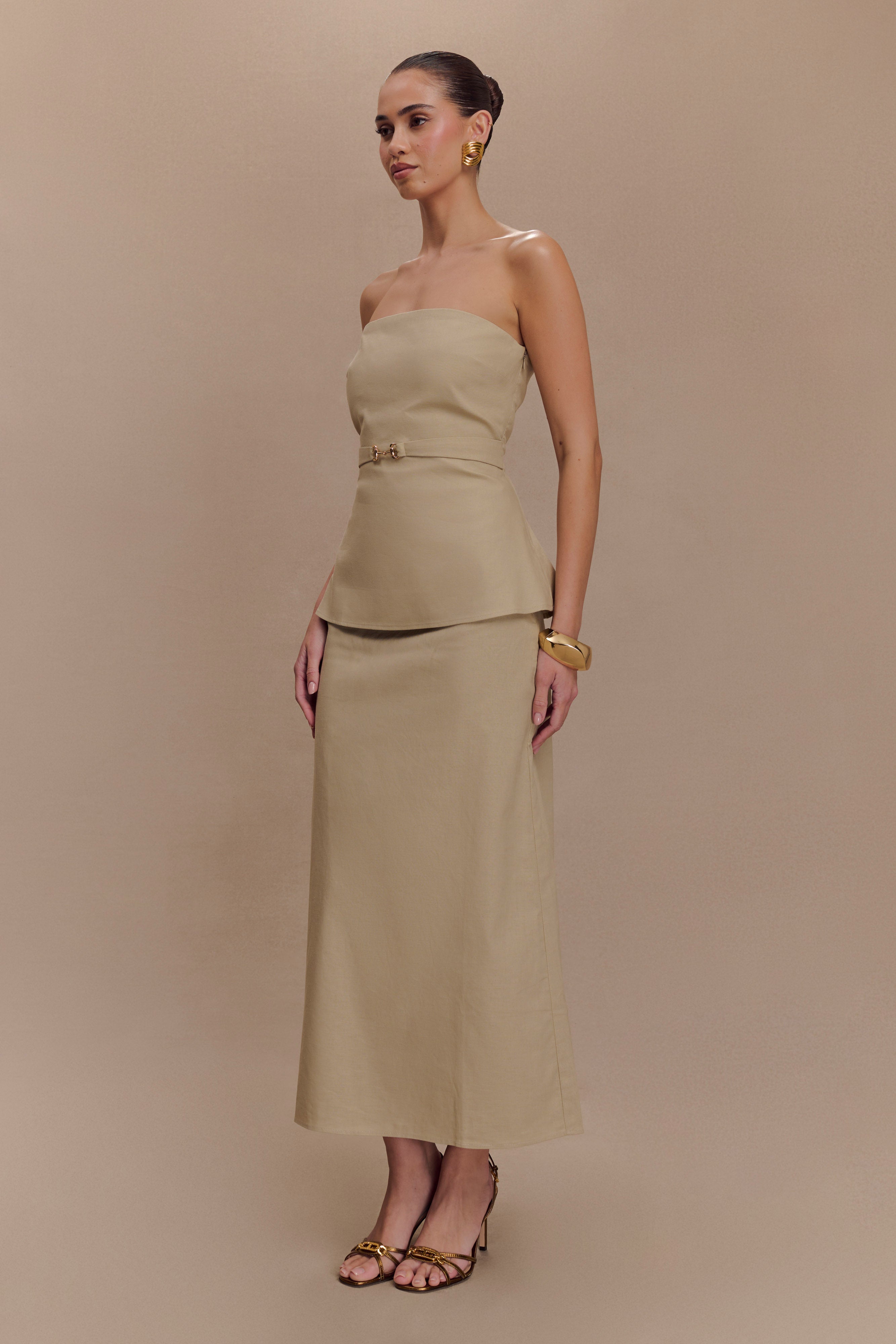 Dora Strapless Linen Top - Natural、mySite、solidvoid