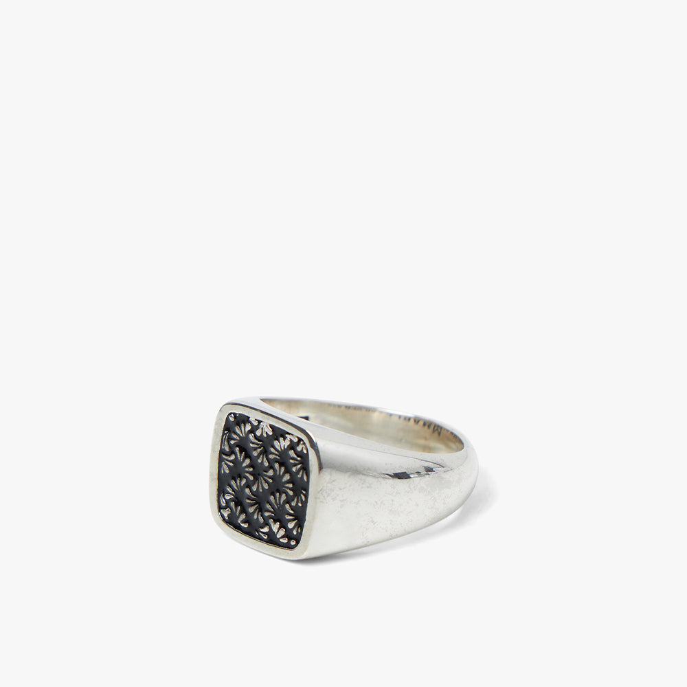  MAPLE Floral Signet Ring Silver / Black Enamel、mySite、merchandisen