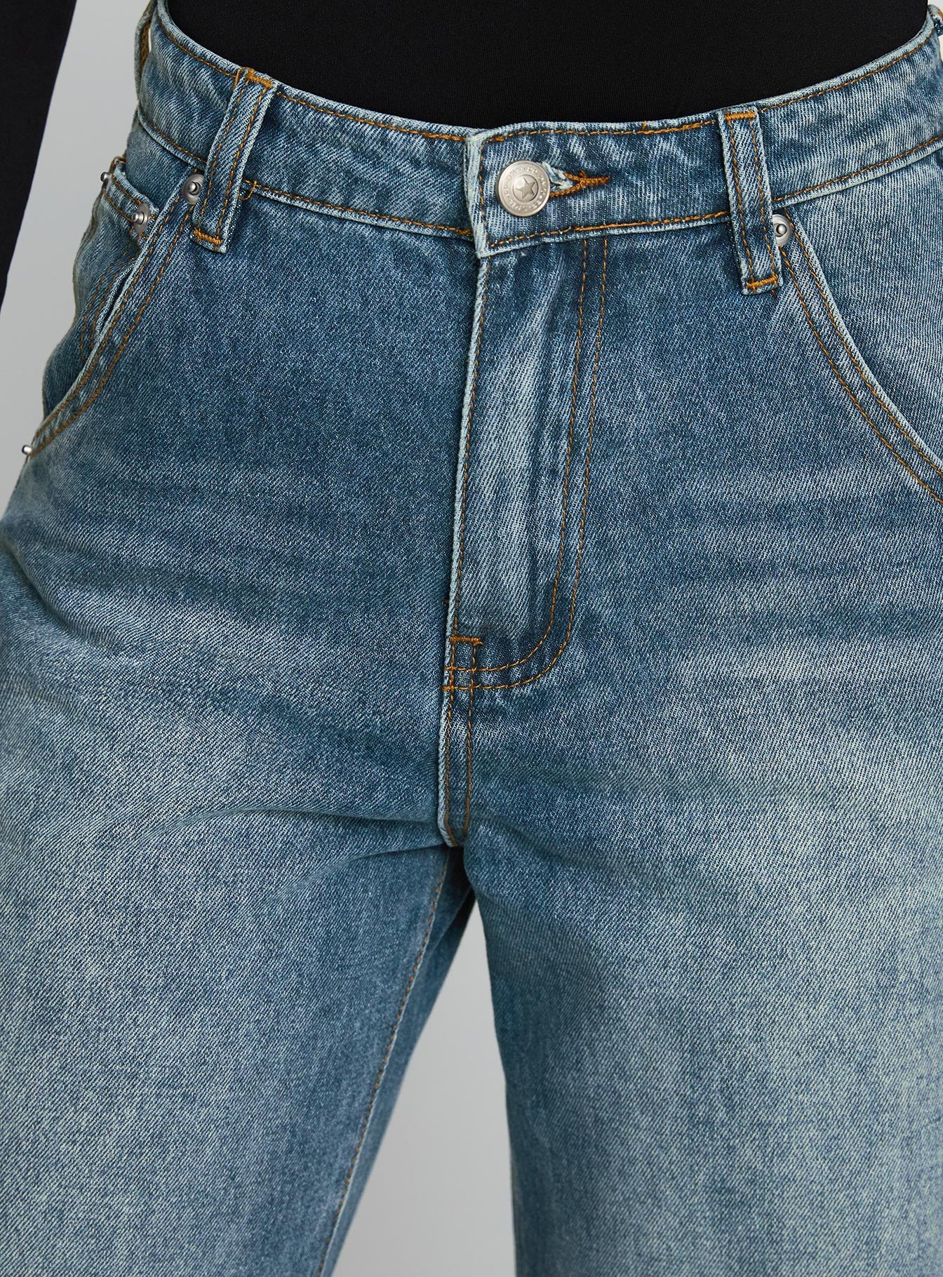 Sacramento Straight Leg Jeans Mid Blue Denim、mySite、solidvoid