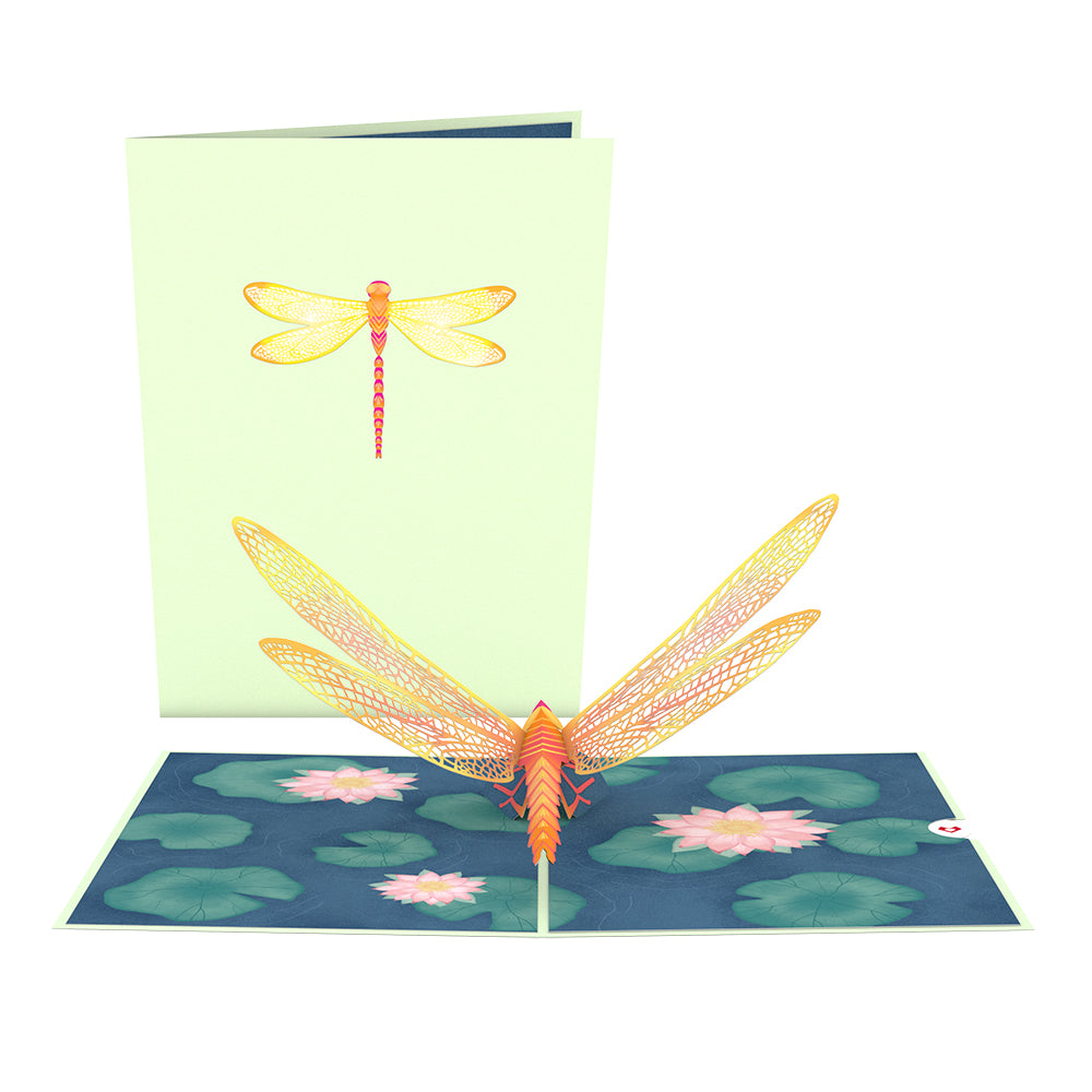 Dragonfly on Water Lily Pop-Up Card、mySite、solidvoid