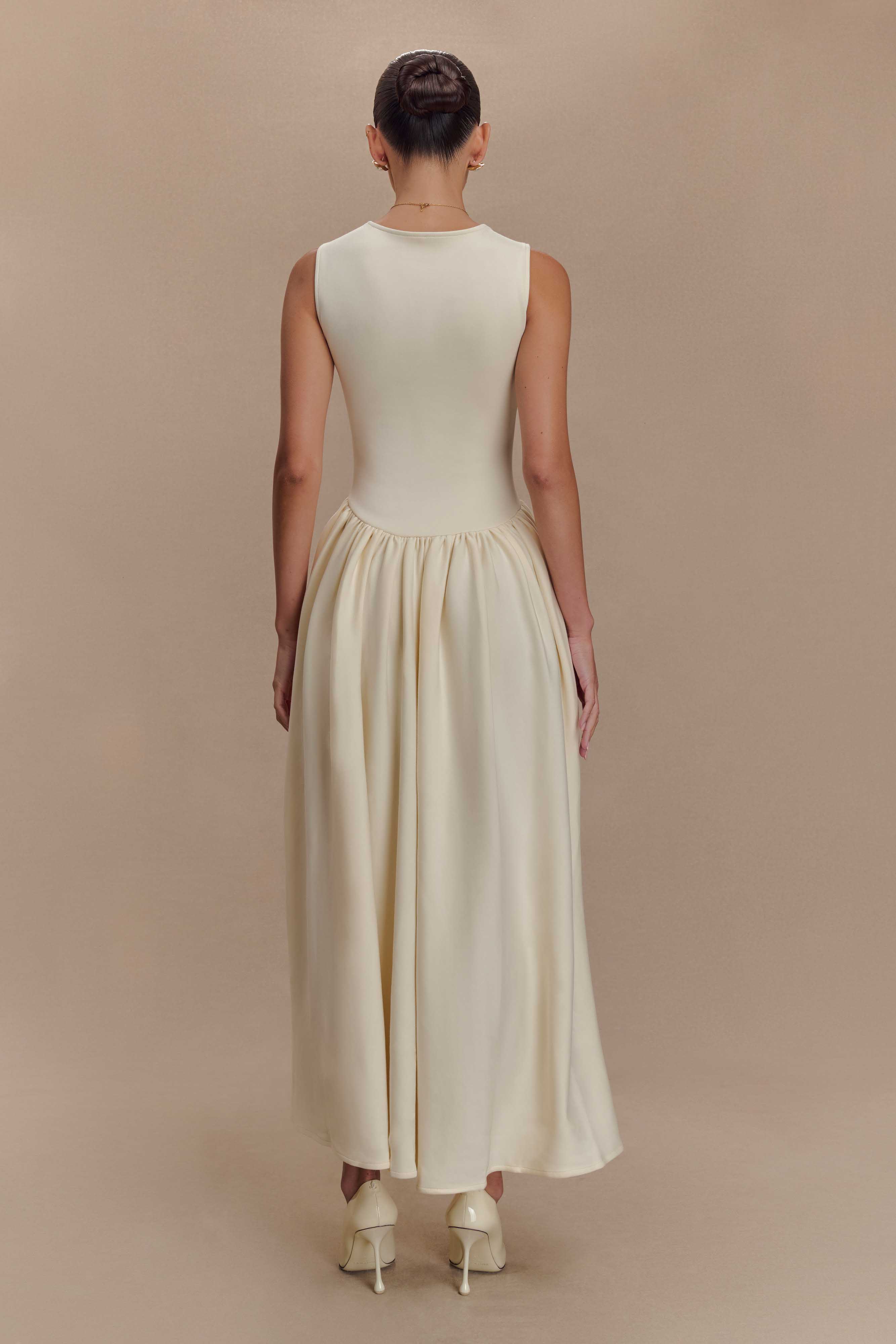 Sharon Scuba Jersey Midi Dress - Ivory、mySite、solidvoid