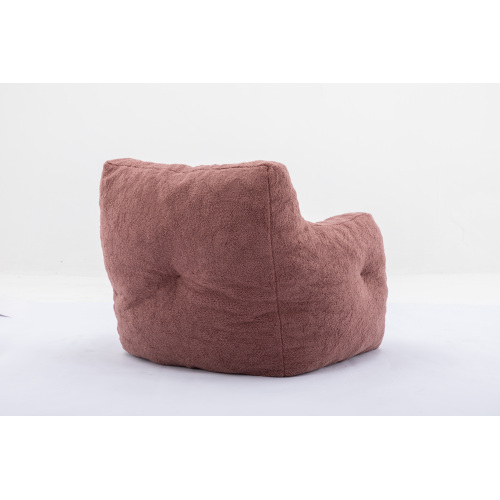 010-Soft Teddy Fabric Tufted Foam Bean Bag Chair With Teddy Fabric Dark Gray、、casual