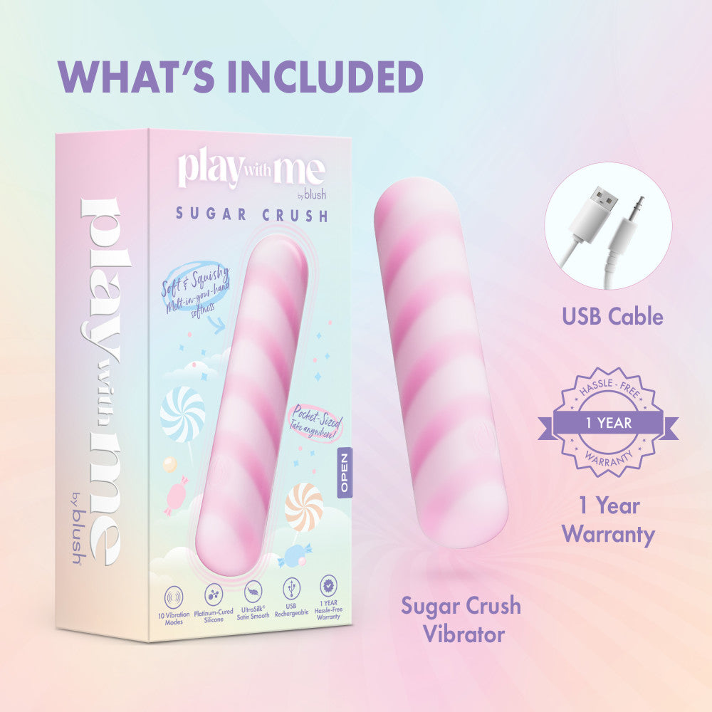 Play With Me by Blush ® | Sugar Crush 4 Inch Silicone Bullet Vibrator – USB Rechargeable Clitoral Nipple Massager – In Pink、mySite、bottomscart