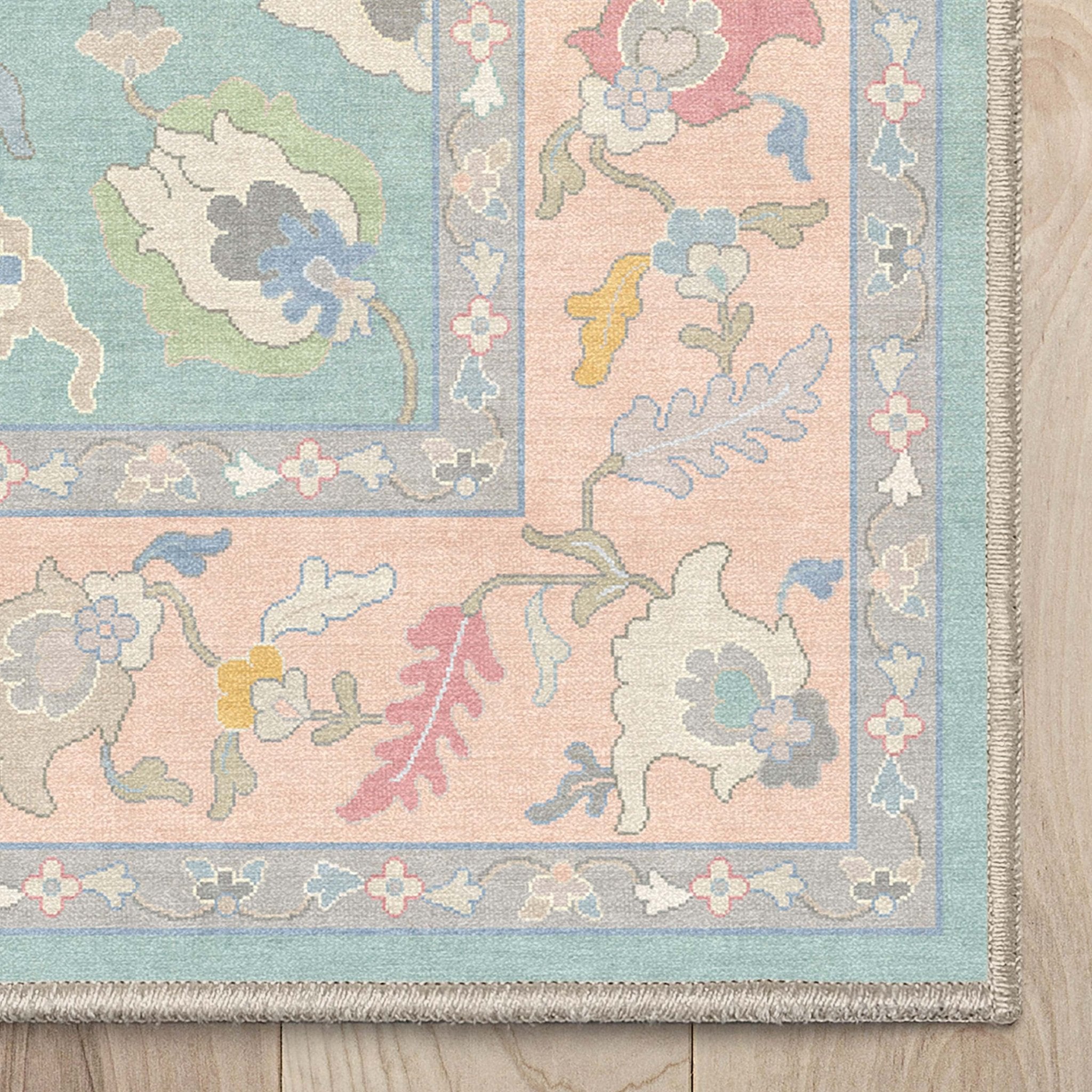 Konya Updated Traditional Oriental Pastel Rug for Living Room Bedroom Dining Room ,Easy Clean、mySite、gigharbornorthrealestate