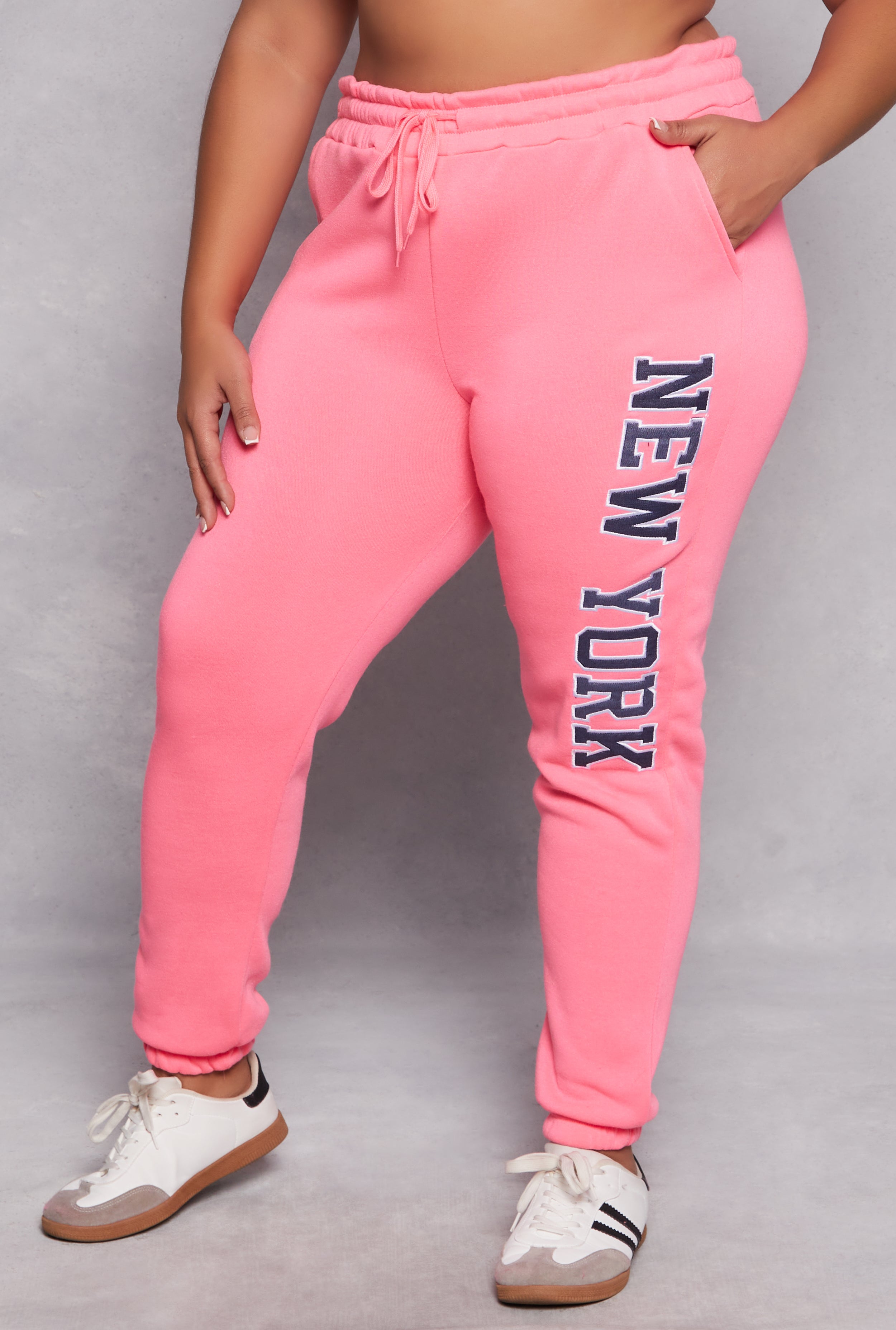 Plus Size New York Embroidered Sweatpants、mySite、camillekostekn