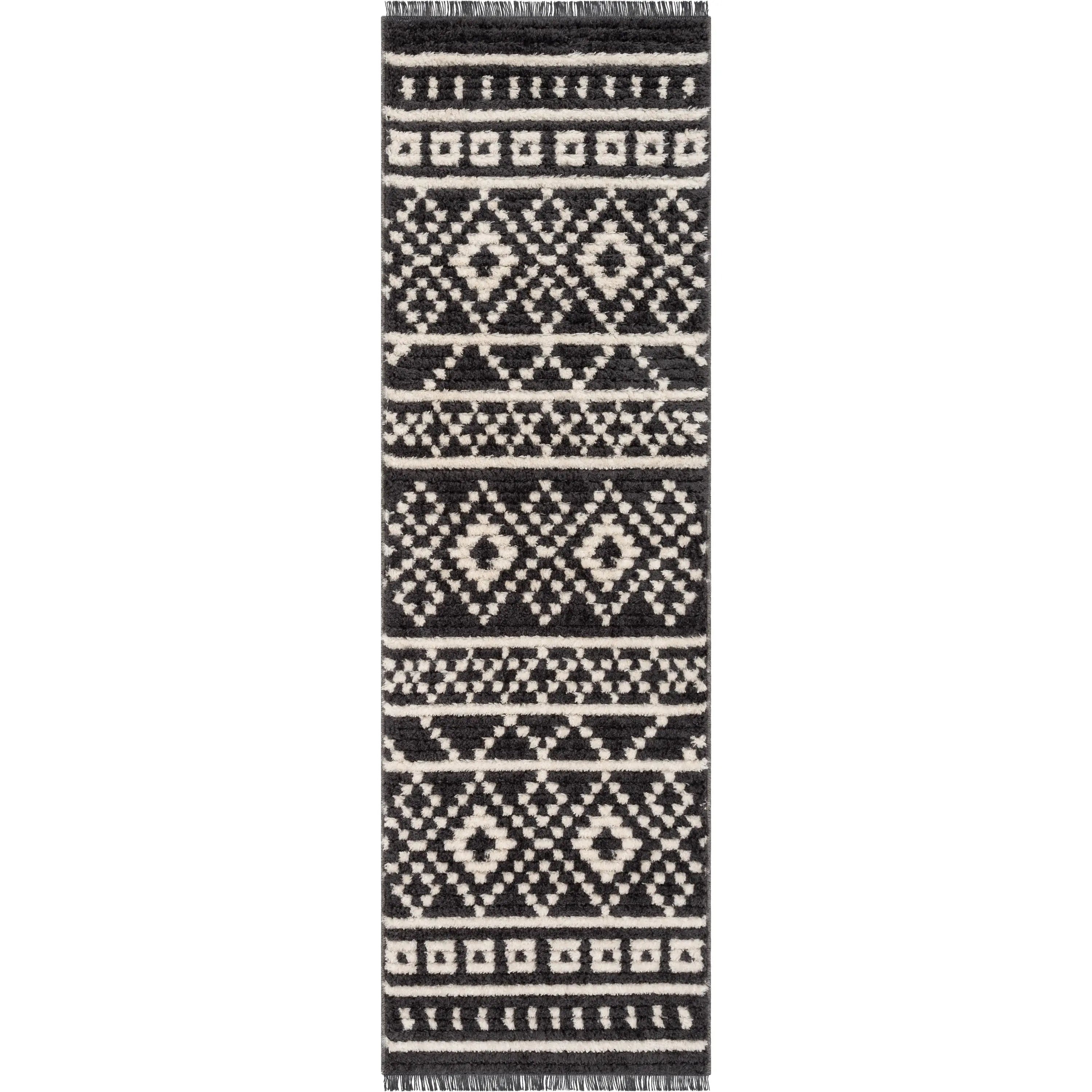 Nokomis Tribal Diamond Lattice Pattern Grey High-Low Textured Pile Rug、mySite、gigharbornorthrealestate