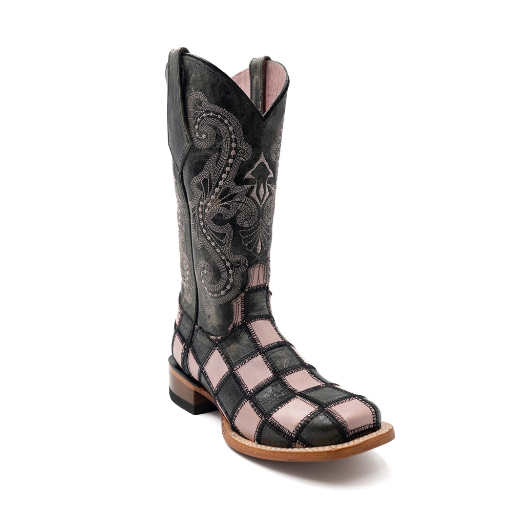Patchwork Square Toe Pull On Cowboy Boots、mySite、gtrtttuynbv