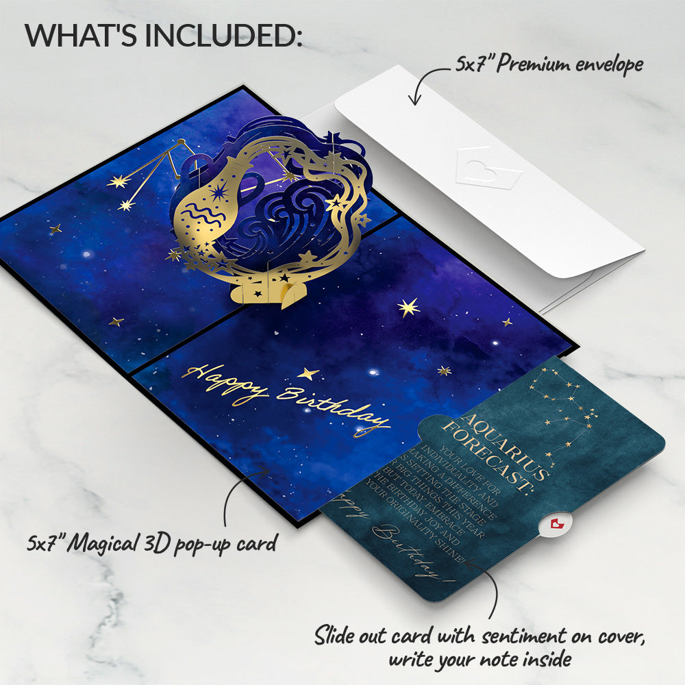 Aquarius Zodiac Birthday Pop-Up Card and Sentiment Set、mySite、solidvoid