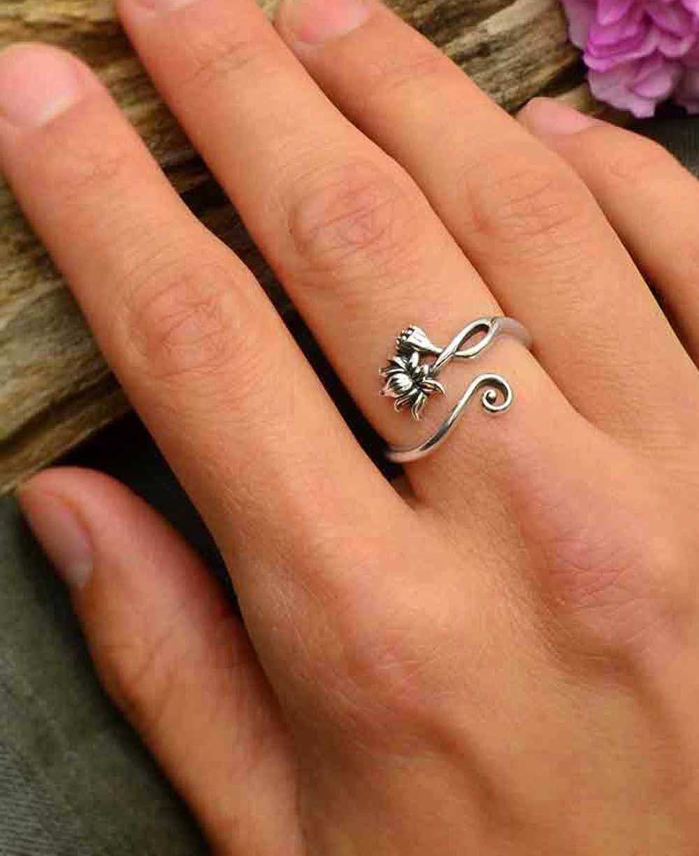 Sterling Silver Lotus Adjustable Ring、mySite、topwebapps