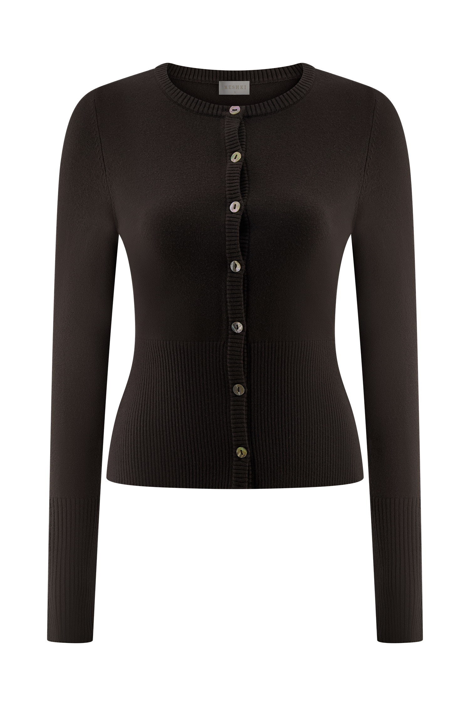 Reese Fitted Knit Cardigan - Dark Chocolate、mySite、solidvoid