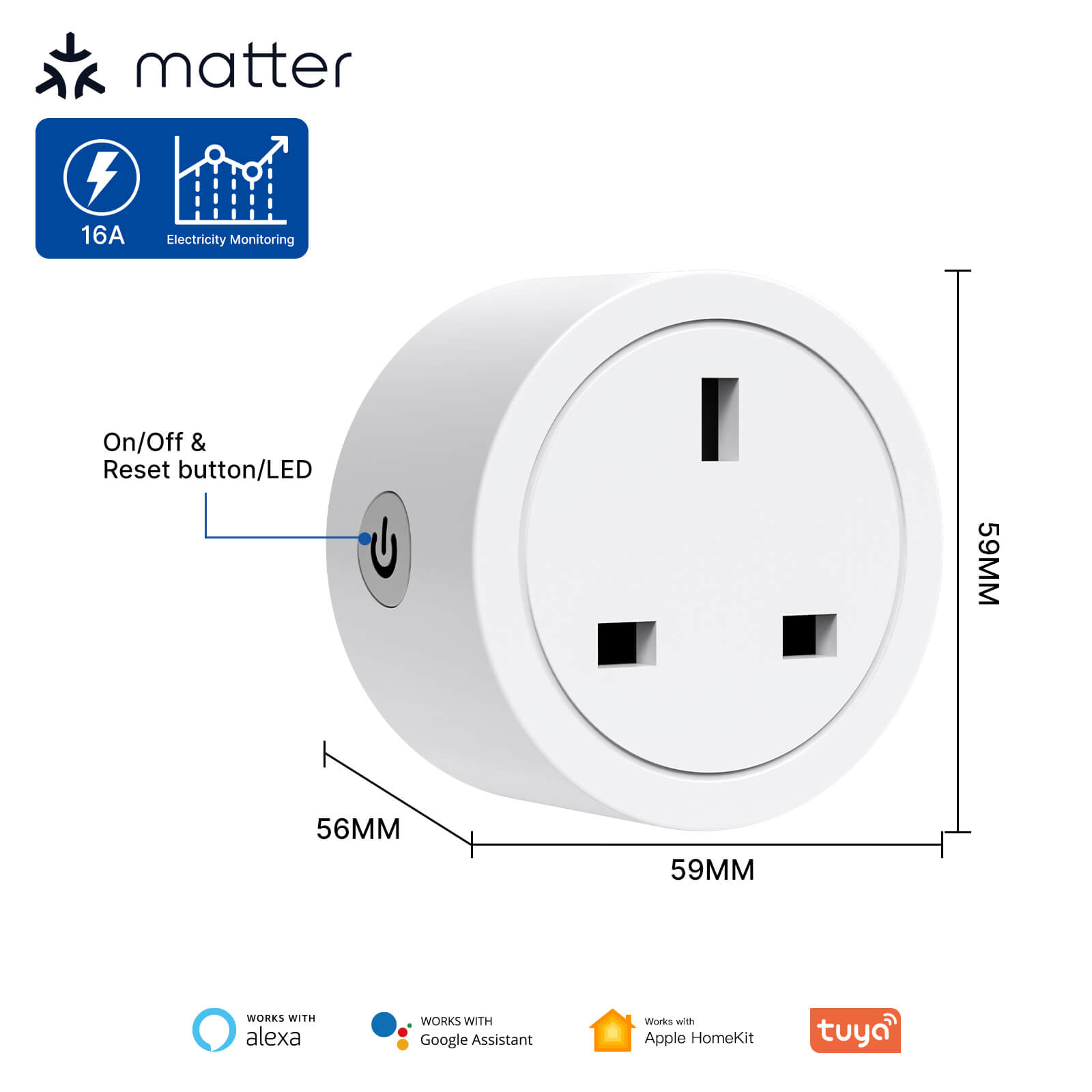 Smart Plug Matter WiFi Socket Timer Outlet Power Monitor、mySite、fannypackpong