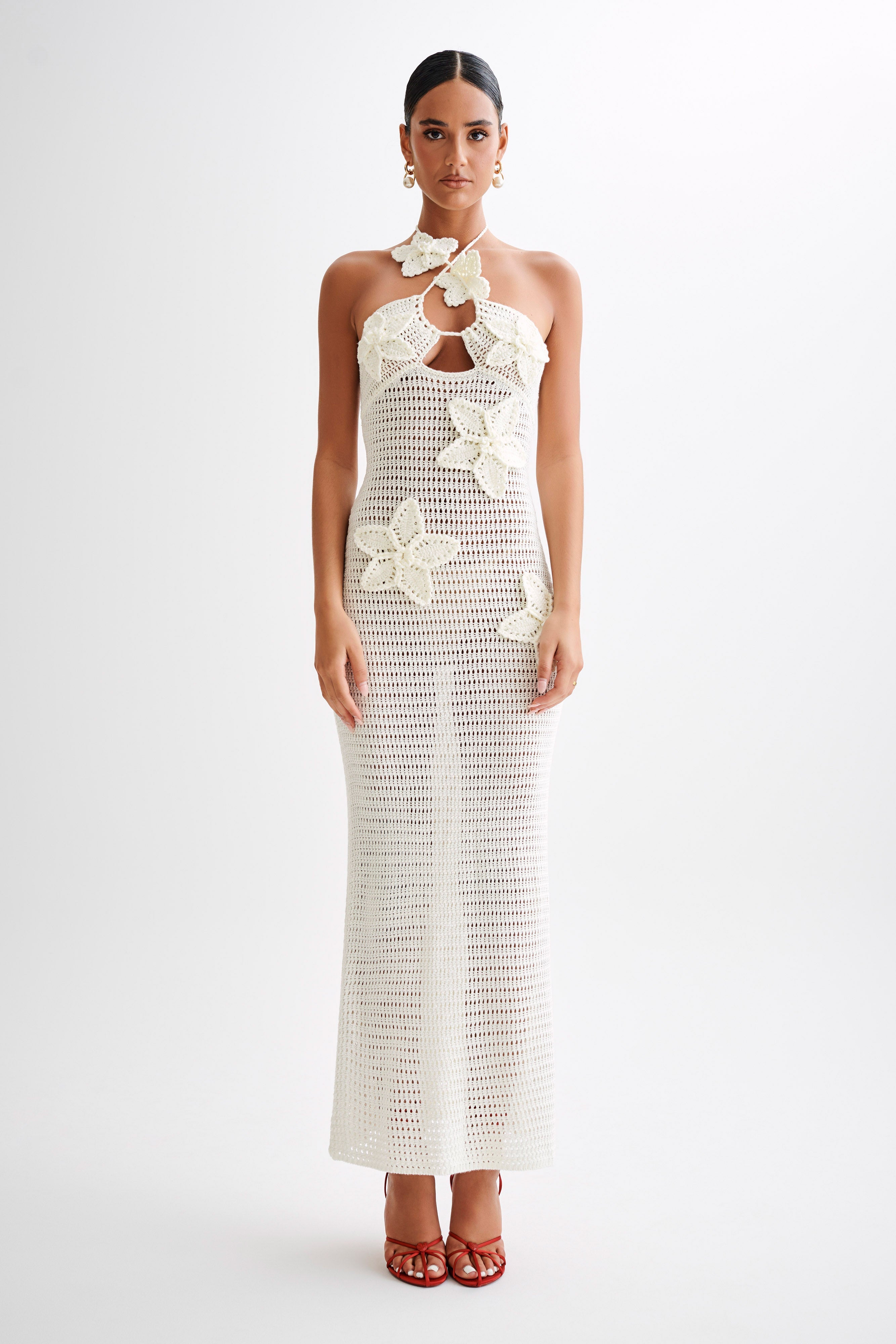 Kyla Floral Crochet Maxi Dress - Ivory、mySite、solidvoid