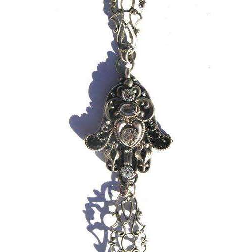 Michal Golan Black Enamel And Swarovski Crystal Hamsa Bracelet、mySite、topwebapps