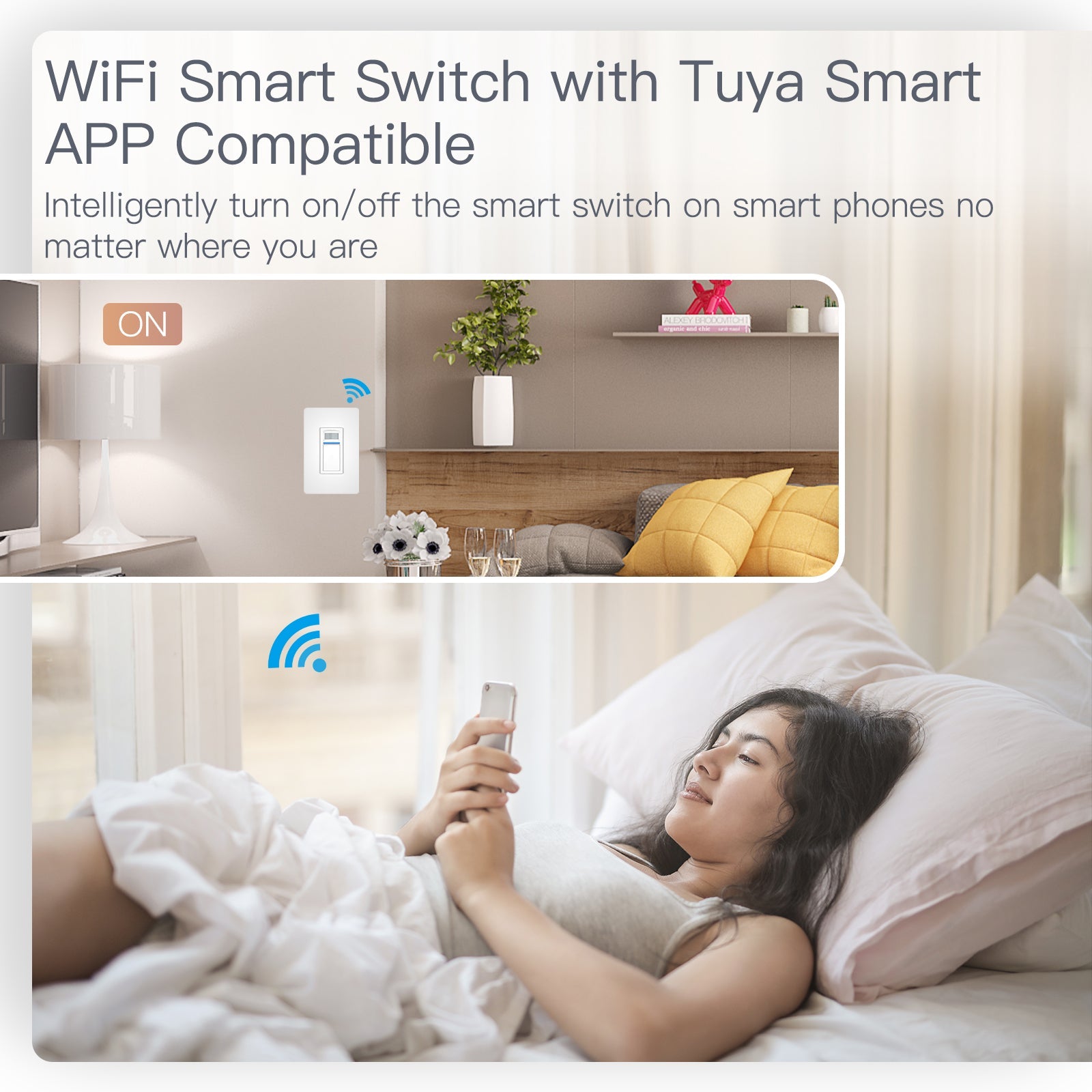 WiFi Smart Light PIR Motion Sensor Light Switch Single Pole Neutral Wire Required 110-125V、mySite、fannypackpong