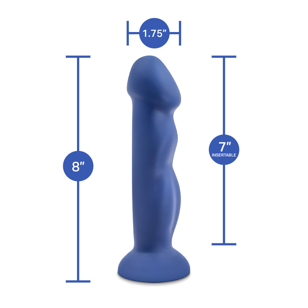 Avant By Blush® | Suko Indigo D12: Artisan 8 Inch Curved G-Spot Dildo with Suction Cup Base - Elegantly Made with Smooth Ultrasilk® Purio™ Silicone、mySite、bottomscart