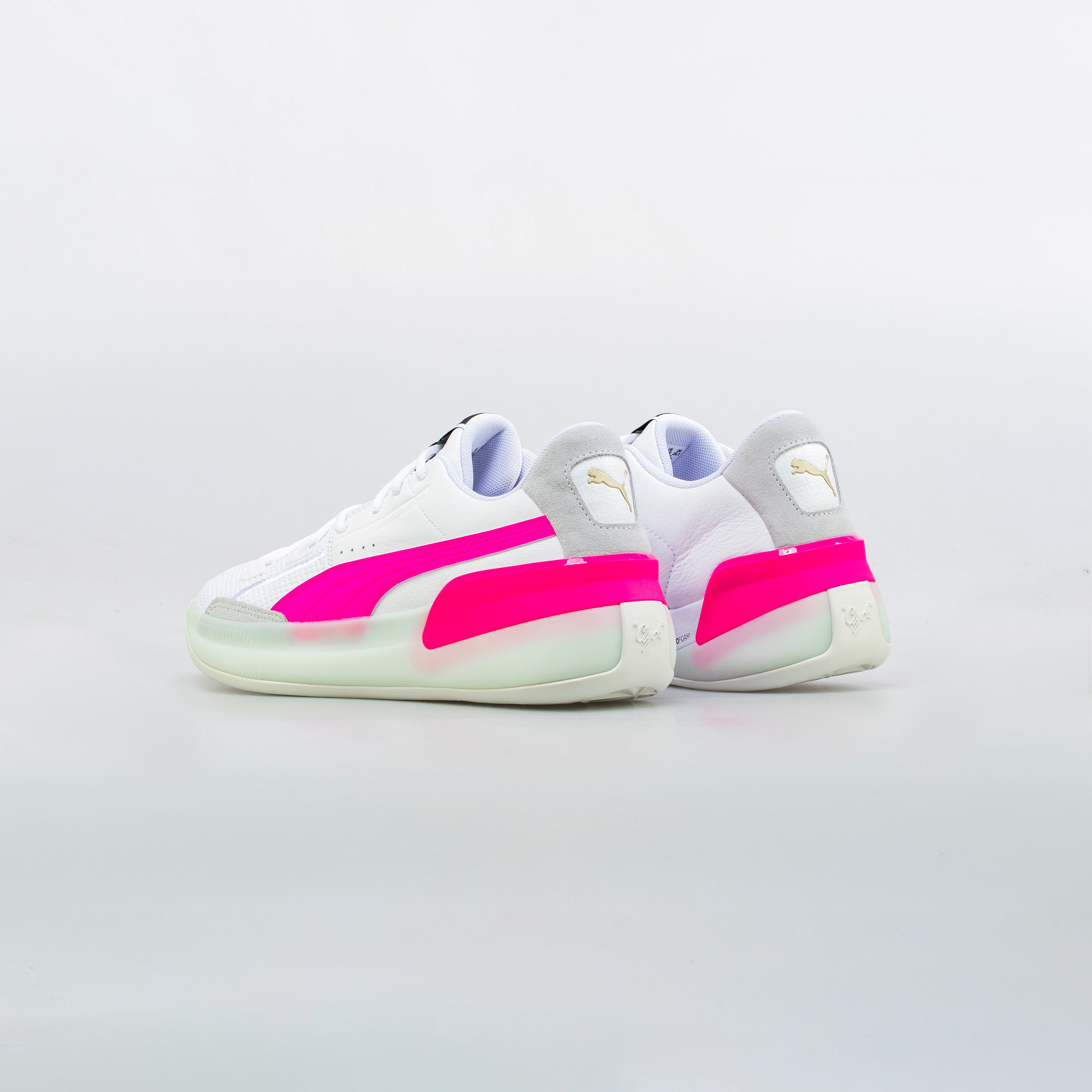 Clyde Hardwood Mens Basketball Shoe - White/Pink、mySite、dreamappss