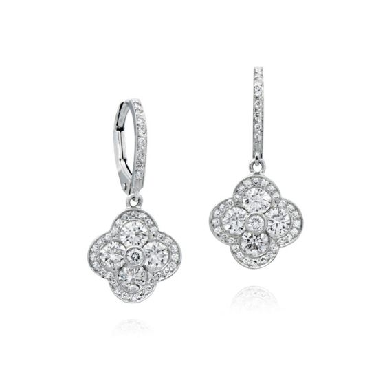 Gumuchian Fleur 18k White Gold Diamond Leverback Earrings、mySite、hinf8tx79