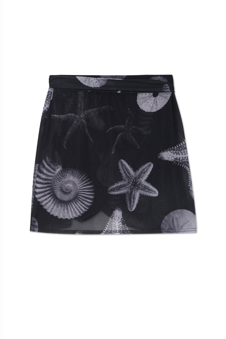 Black Seashell Mesh Mini Skirt、mySite、solidvoid