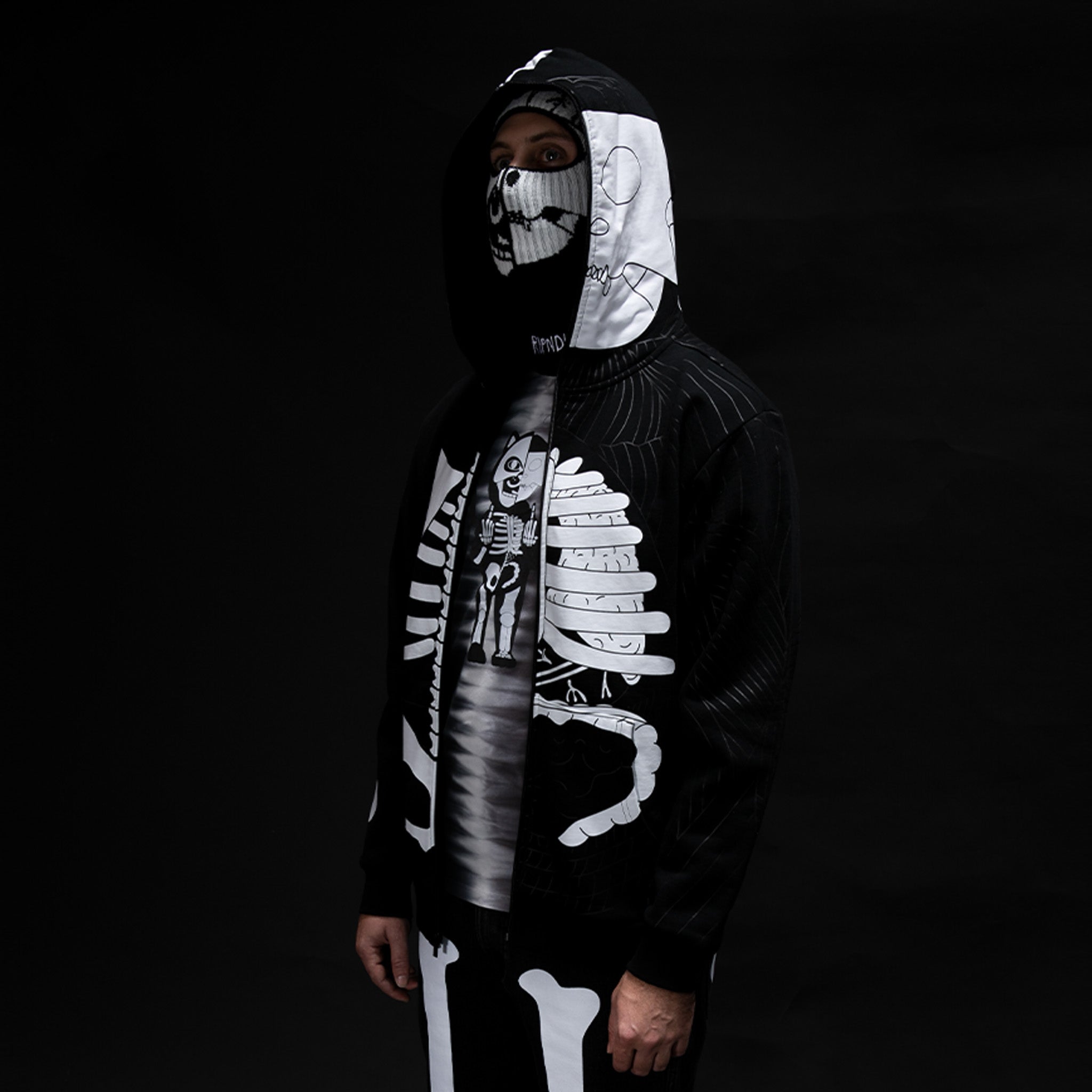  Skelly Anatomy Full Zip Hoodie (Black/White)、mySite、merchandisen