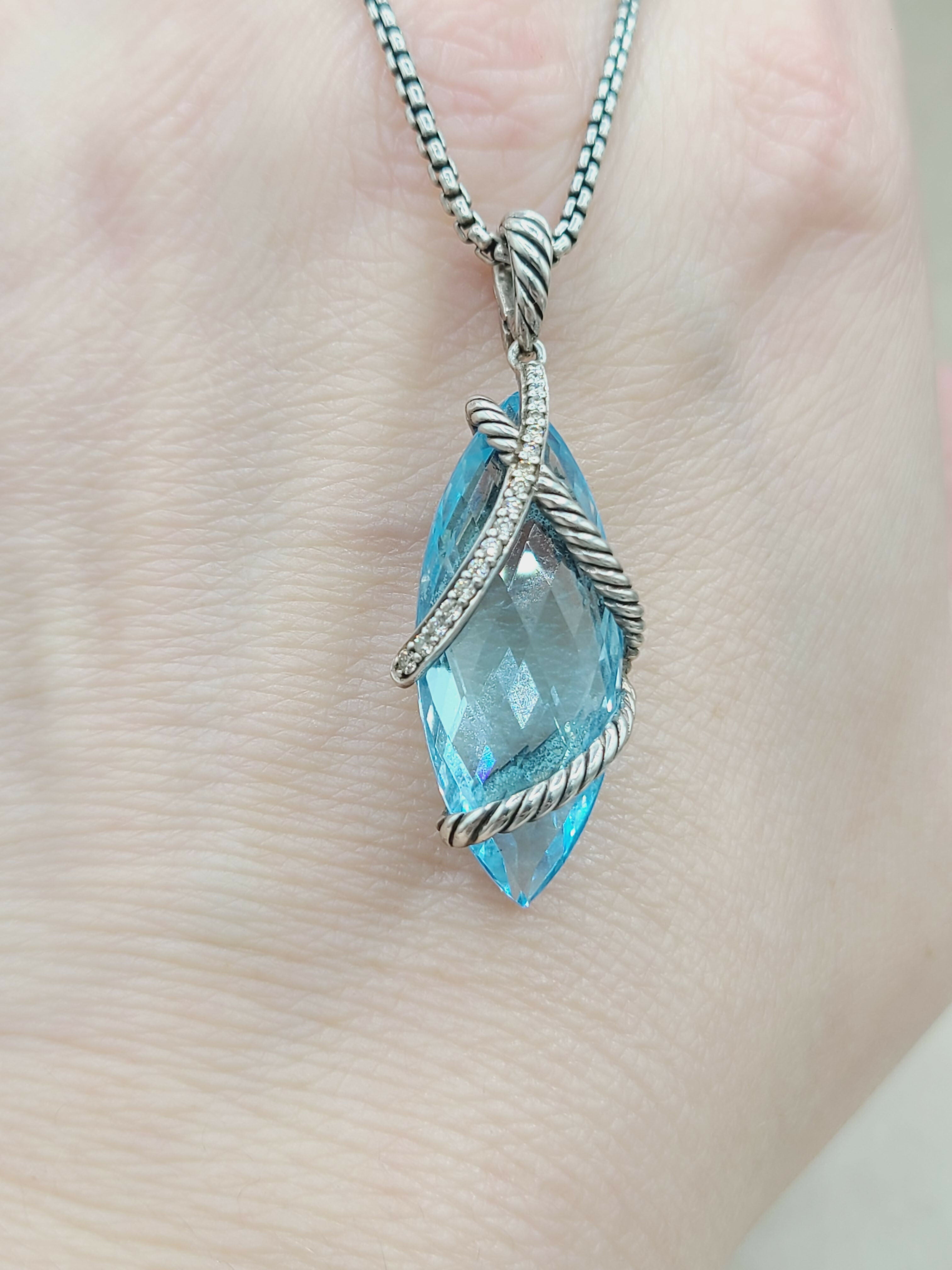 David Yurman Cable Wrap Pendant Blue Topaz & Diamonds、mySite、hinf8tx79