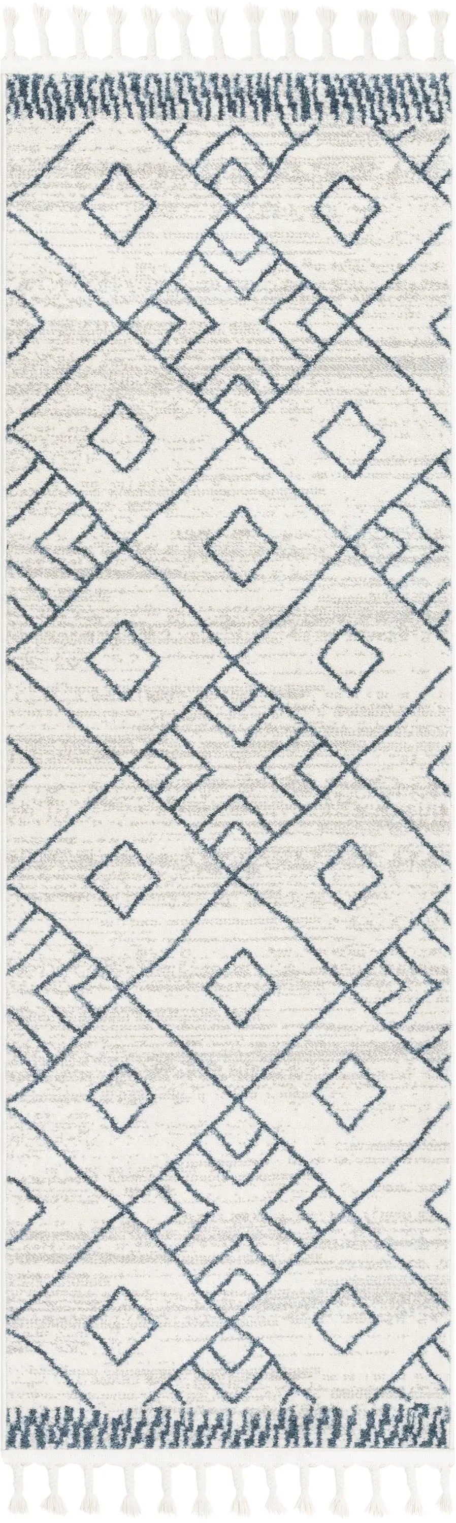 Diodelly Moroccan Lattice Trellis Blue Ivory Rug、mySite、gigharbornorthrealestate