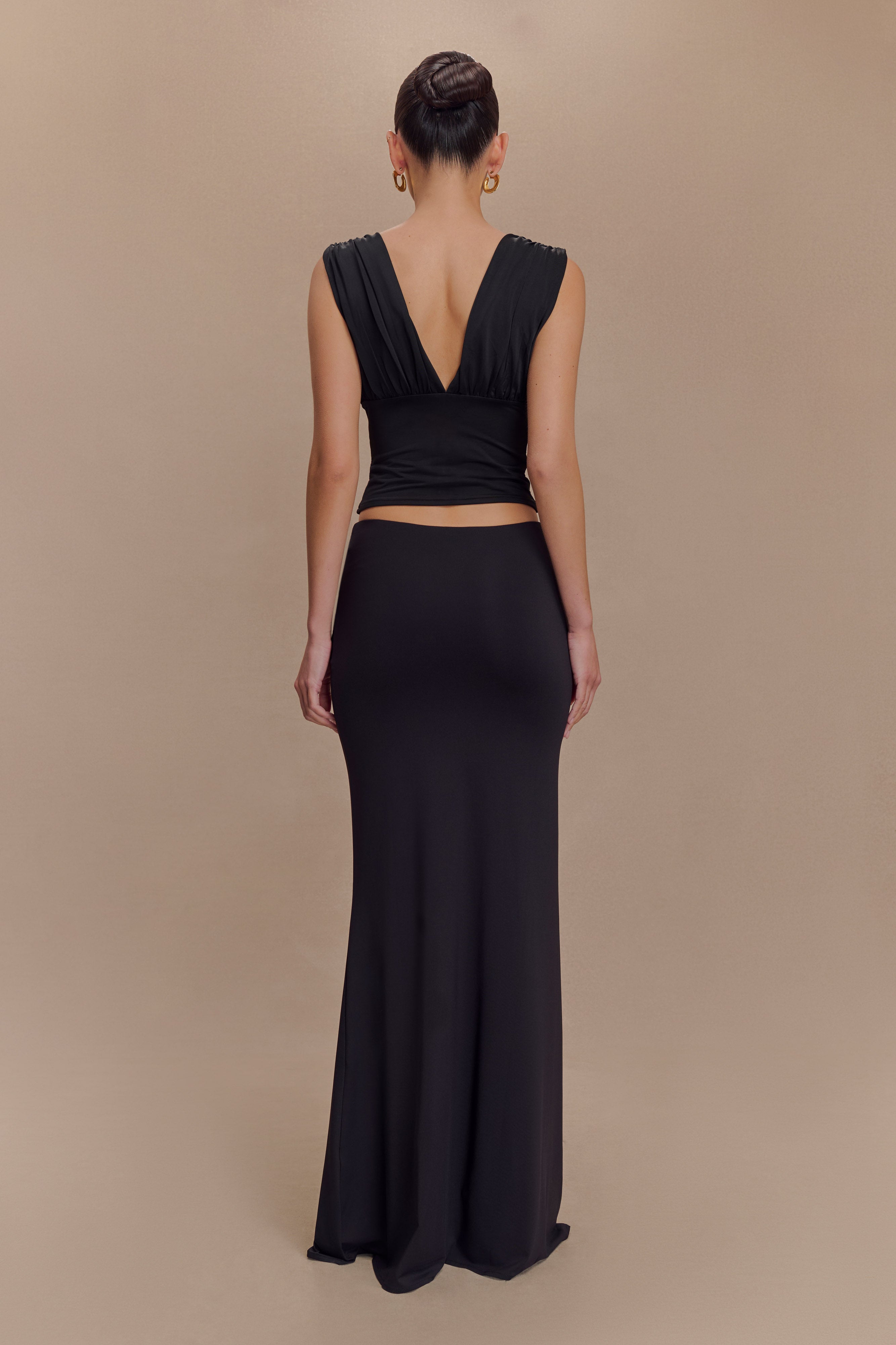 Kerrigan Slinky Ruched Sleeveless Top - Black、mySite、solidvoid