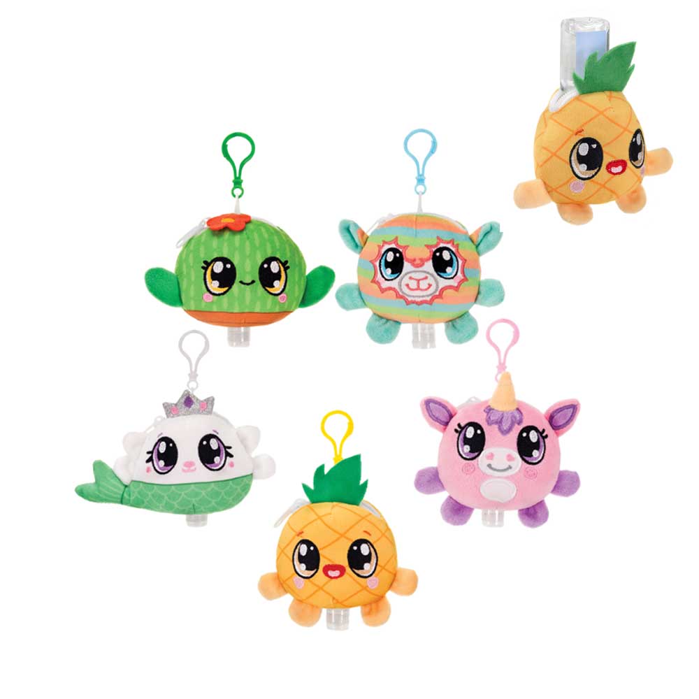 CLEAN CRITTERS TREND - 3.5IN 5 ASST. PLUSH SANITIZER HOLDER KEYCLIP、mySite、g9winljtr
