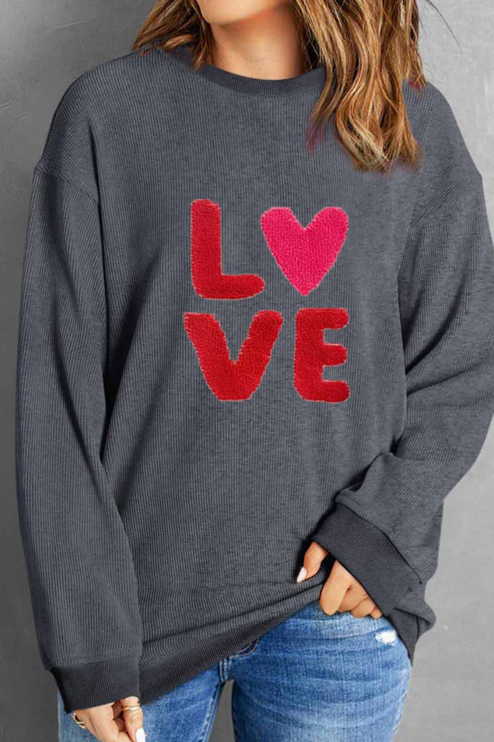  Valentine’s Day LOVE Round Neck Long Sleeve Sweatshirt、mySite、justintrudeaud
