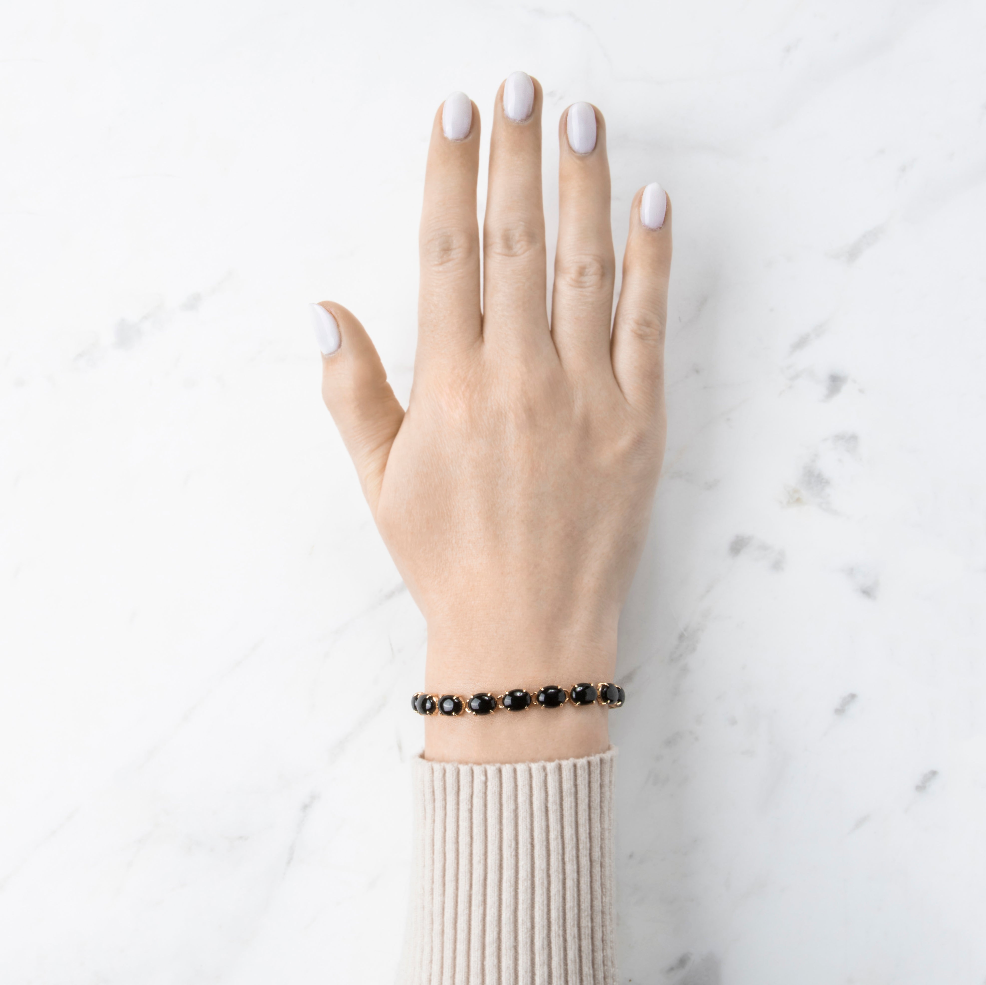 Vintage 14k Yellow Gold 9.7ct Black Nephrite Jade Heart Link Bracelet 6.5、mySite、hinf8tx79