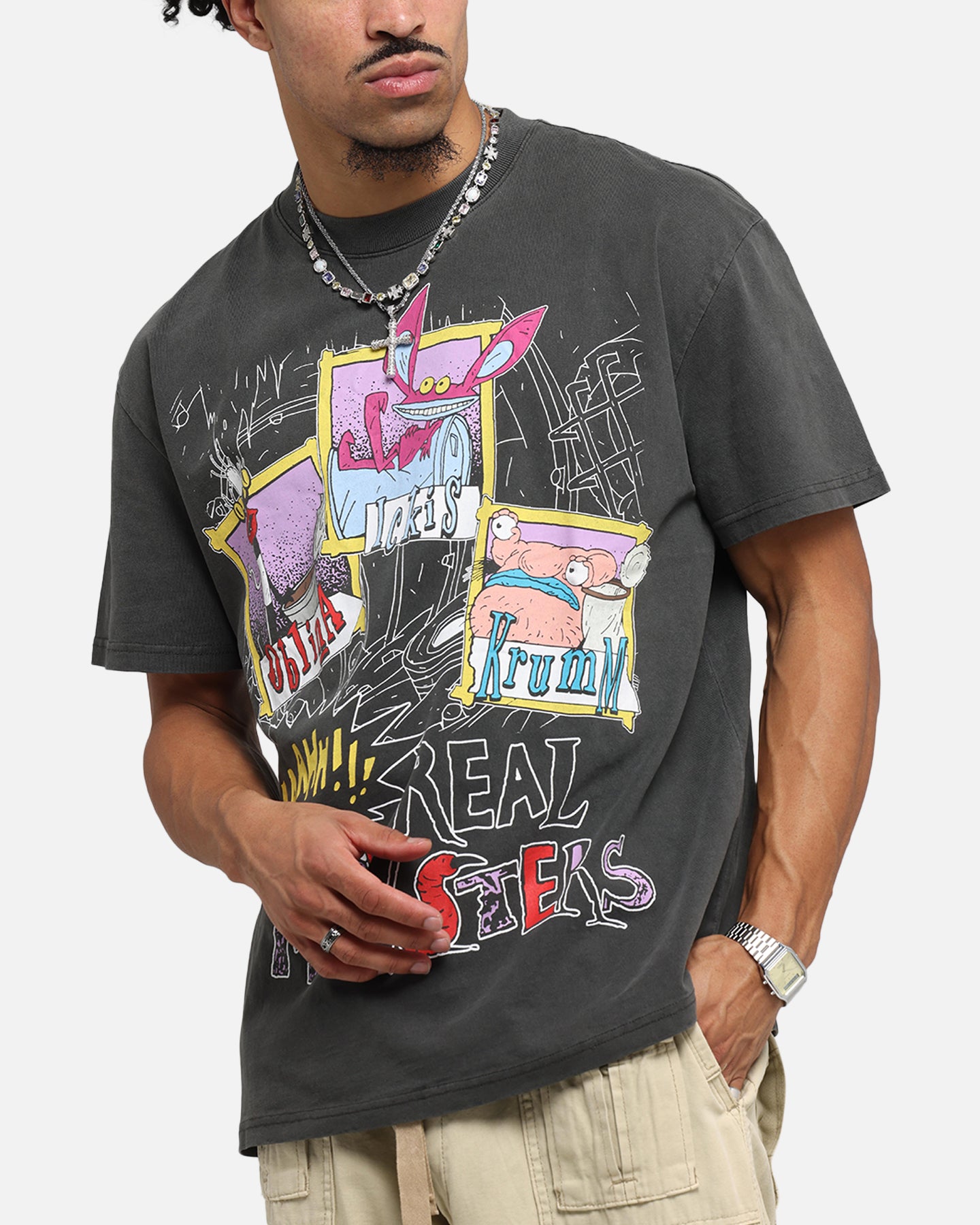 American Thrift x Aaahh!!! Real Monsters Monsters Heavy T-Shirt Black Wash、mySite、zt4zffjzw