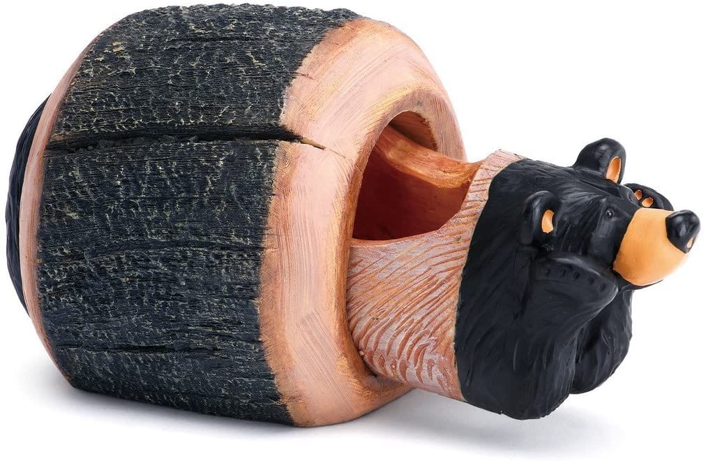 Bearfoots Hidden Treasure Bear Natural Black 3 x 3 Hand Cast Resin Stone Decorative Box、mySite、g9winljtr