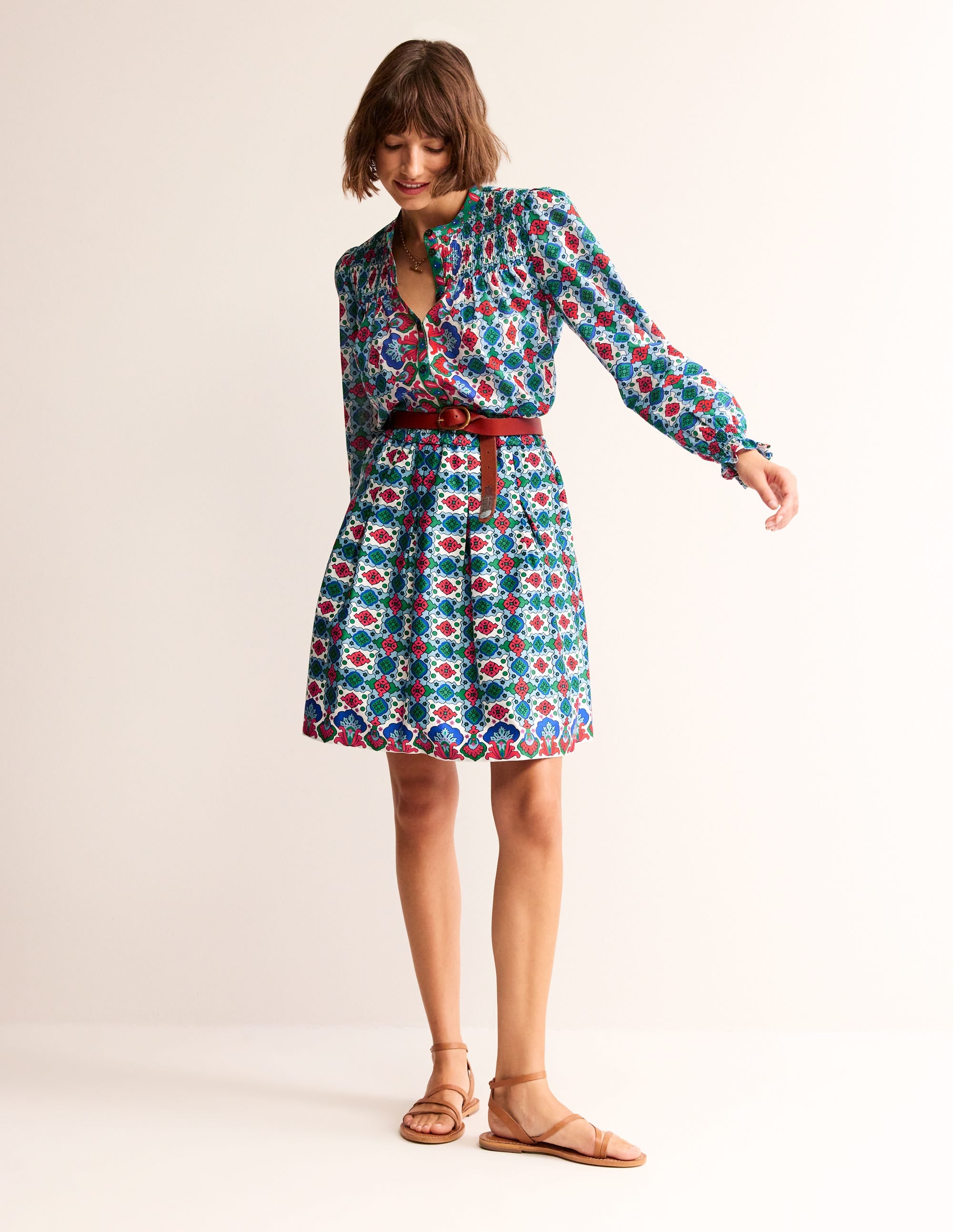  Pleated Cotton Skirt-Multi, Coastal Tile、mySite、ashleygrahame